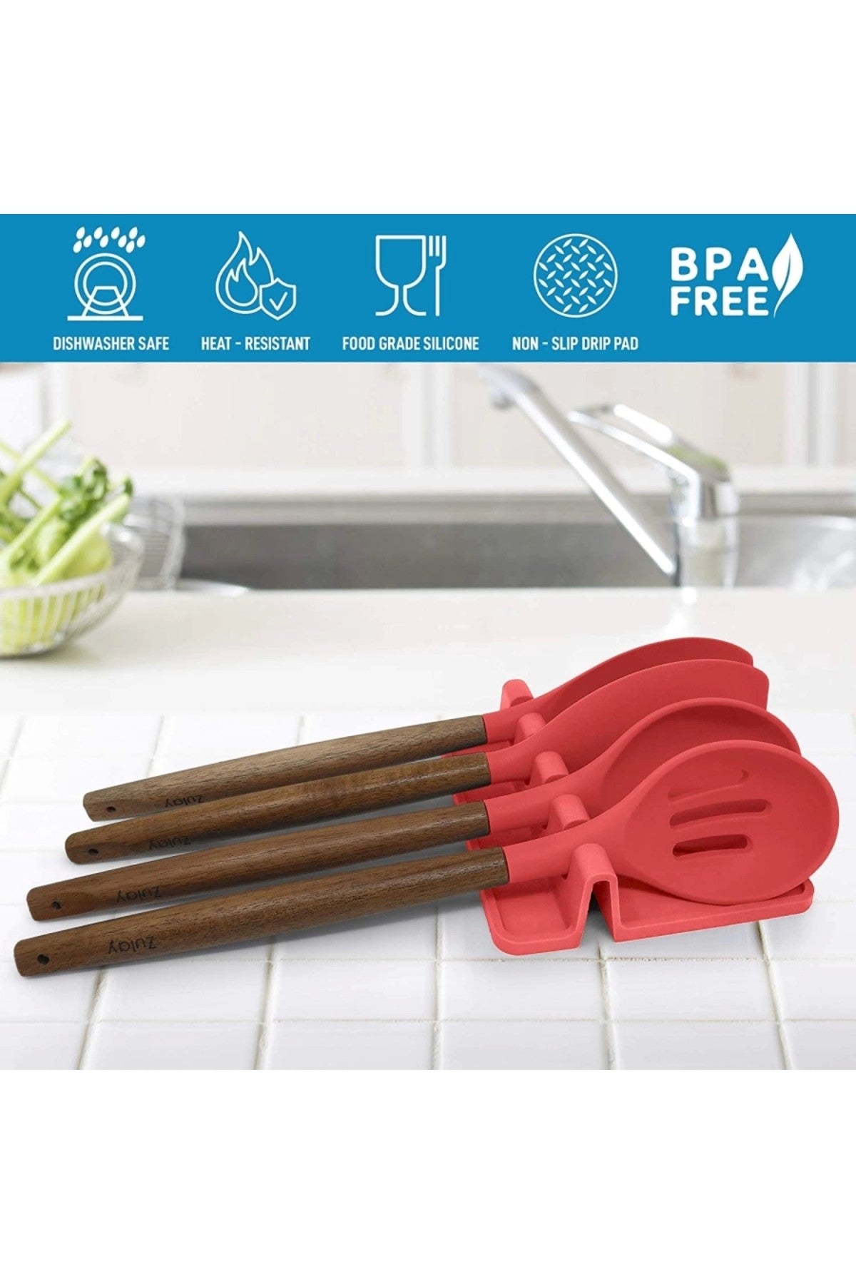 Slikon Spatula Tutucu Kaşıklık Çatallık, Silikon Bulaşıklık , Çatal Kaşıklık Mutfak Düzenleyici