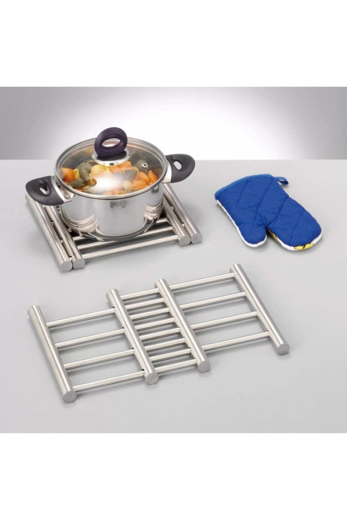 23.5 X 20 X 2 Cm Paslanmaz Çelik Uzayabilen Nihale Pot Holder Extendible