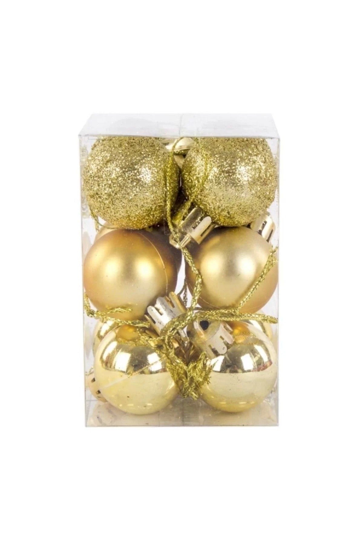 12'li Gold 3 Cm Yılbaşı Topu, Noel Topu, Çam Ağacı Topu, Süs Topu