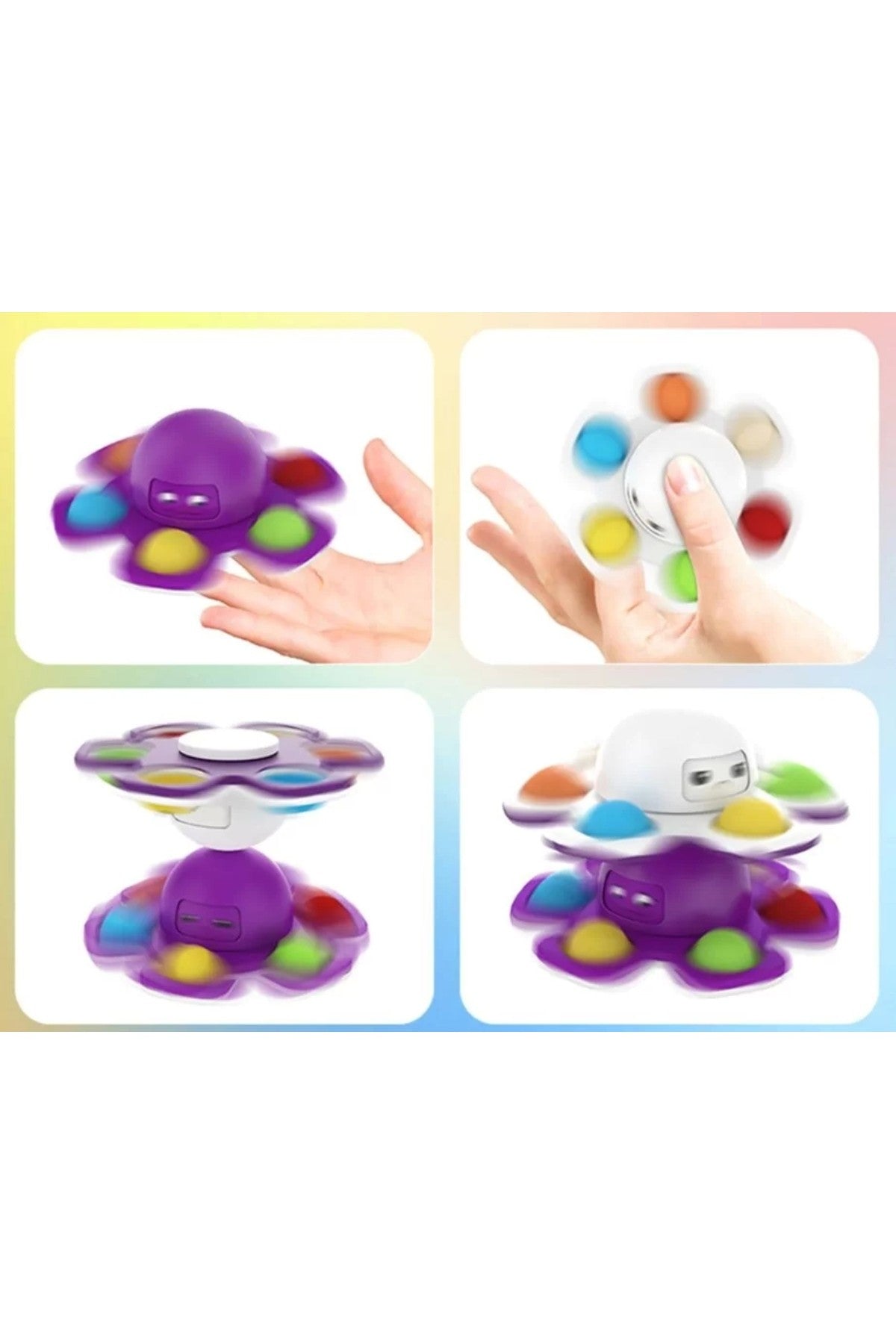 Yüz Değiştiren Ahtapot Popit Stres Çarkı Pop It Fidget ( 2 Li Set )