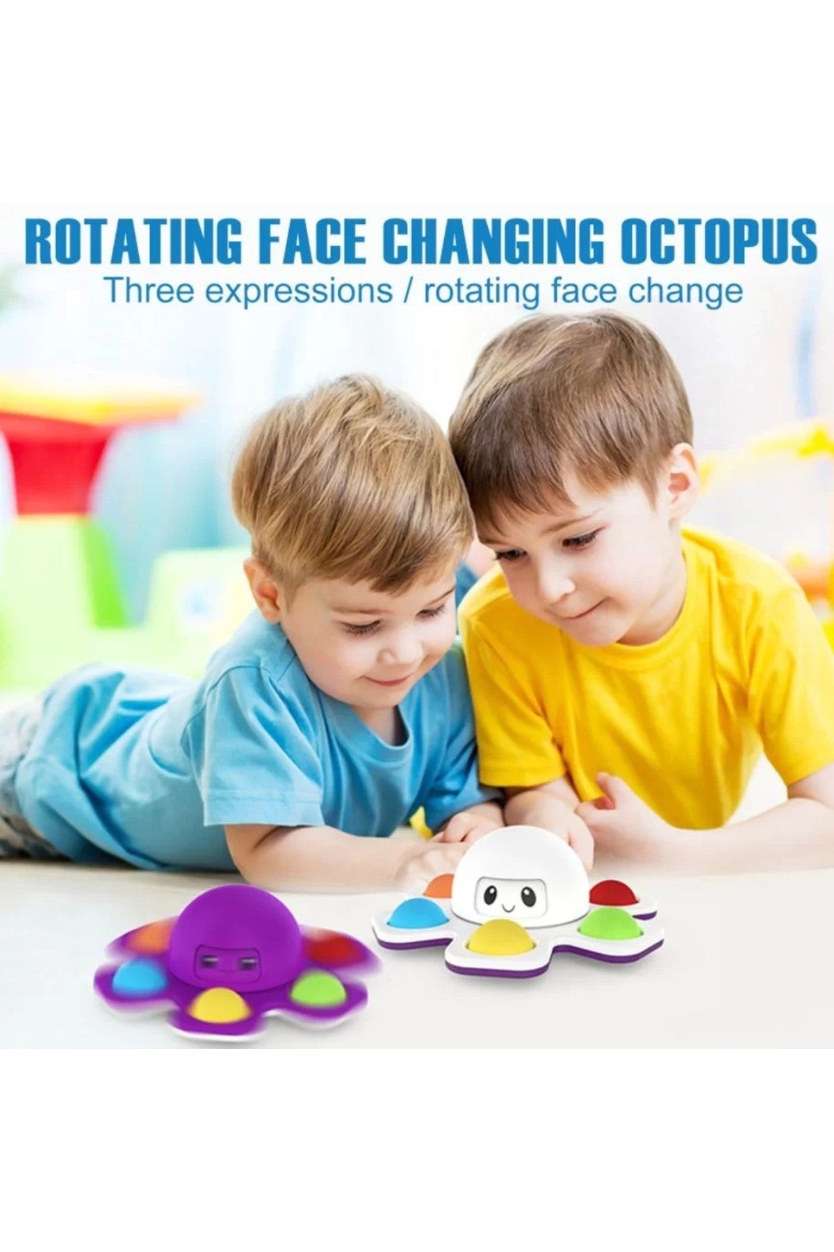 Yüz Değiştiren Ahtapot Popit Stres Çarkı Pop It Fidget ( 2 Li Set )