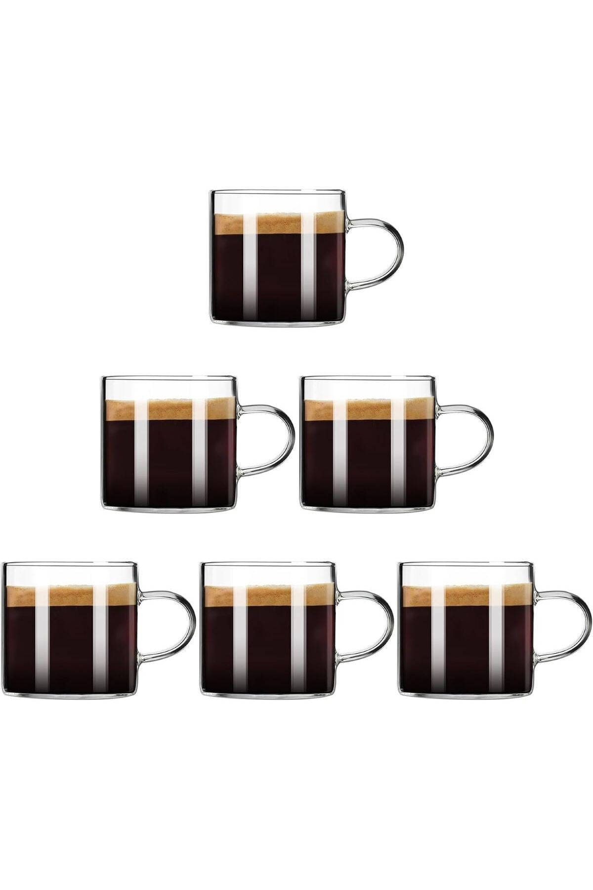 2 Adet Renkli Saplı Espresso Fincan Isıya Dayanıklı Borosilikat Bardak Kahve Çay Kupa (130ml)