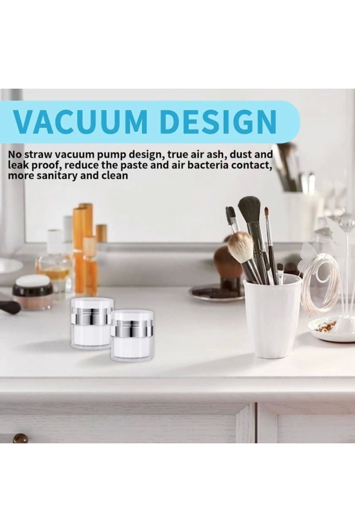 50 ml (BÜYÜK BOY) Havasız Pompa Vakumlu Şişe Kapaklı Yeniden Doldurulabilir Krem Kavanozu