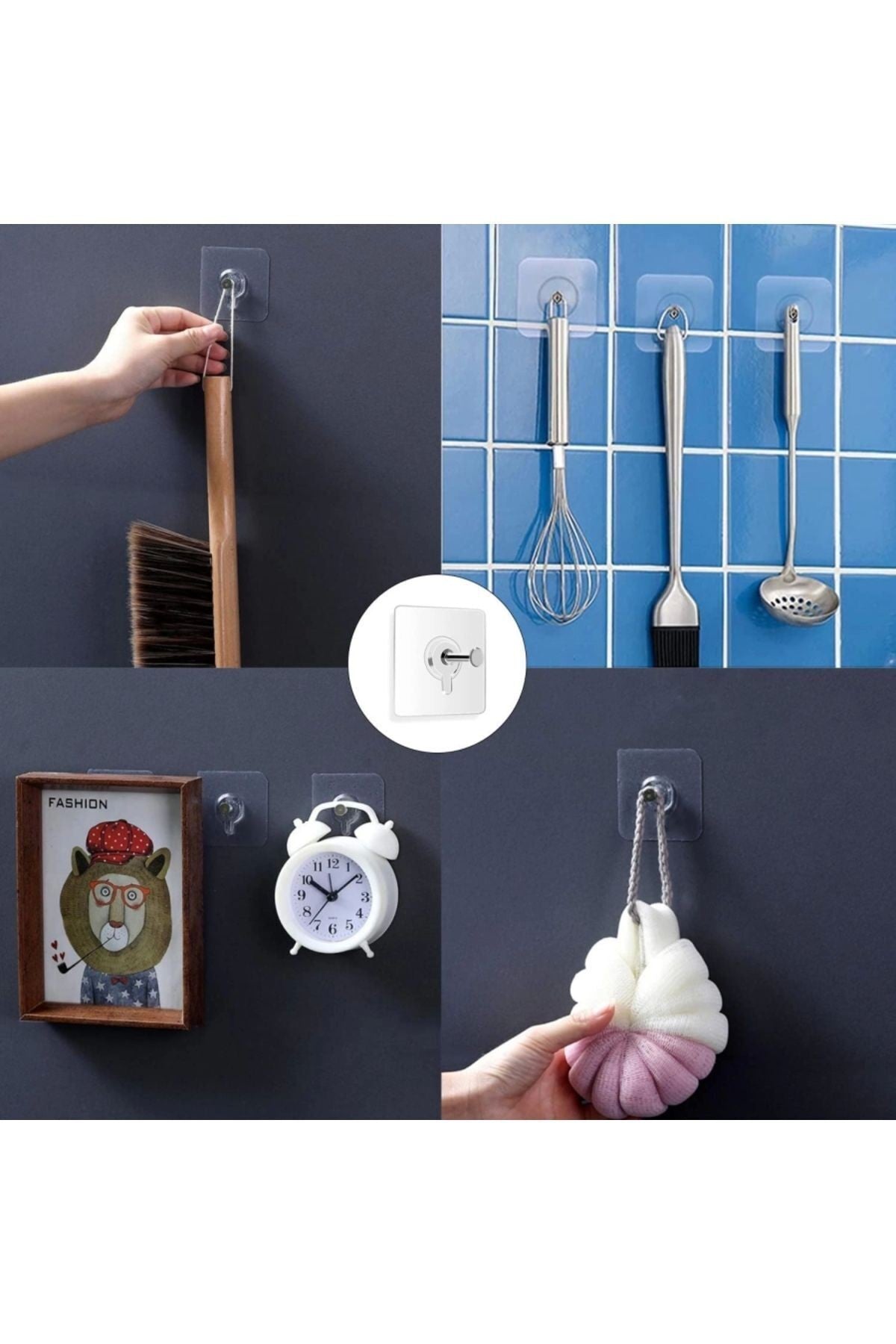 4 Adet Yapışkan Çerçeve Resim Askısı Yapışkanlı Askı Paslanmaz Çelik Mutfak Banyo Ev Duvar Dekoru Çi