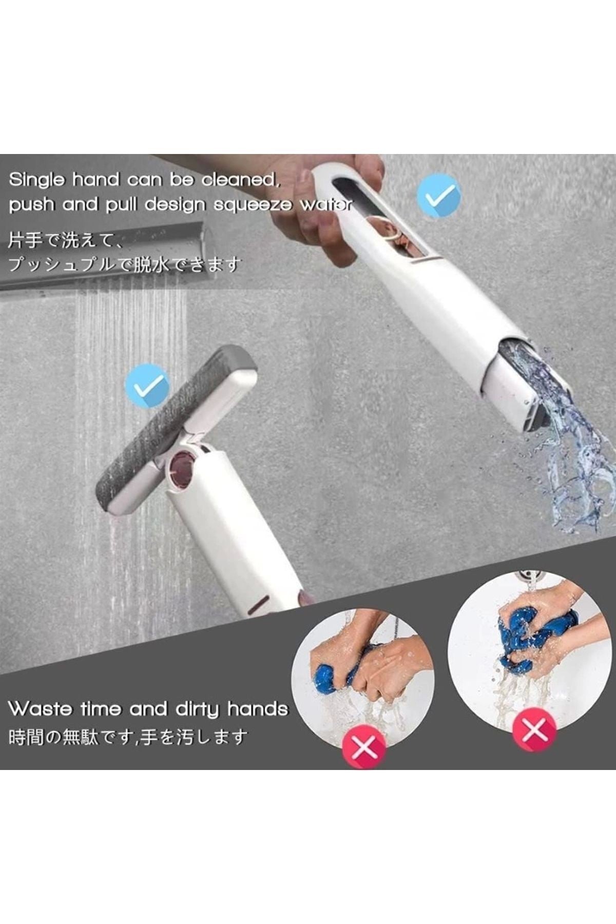 Mini Mop Taşınabilir Kendinden Sıkmalı Mini Temizlik Paspası Masa Üstü Banyo Araba için