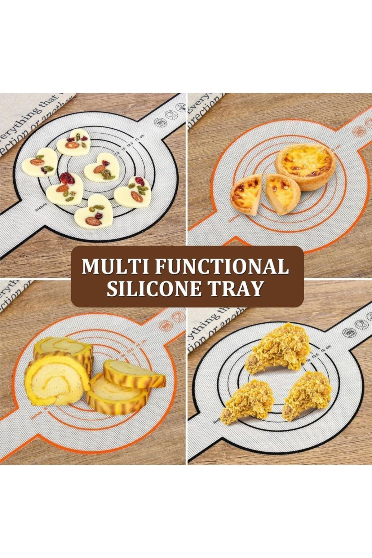 2 Adet Dutch Silikon Kollu Yapışmaz Isıya Dayanıklı Kek Ekmek Pizza Börek Muffin Pişirme Matı