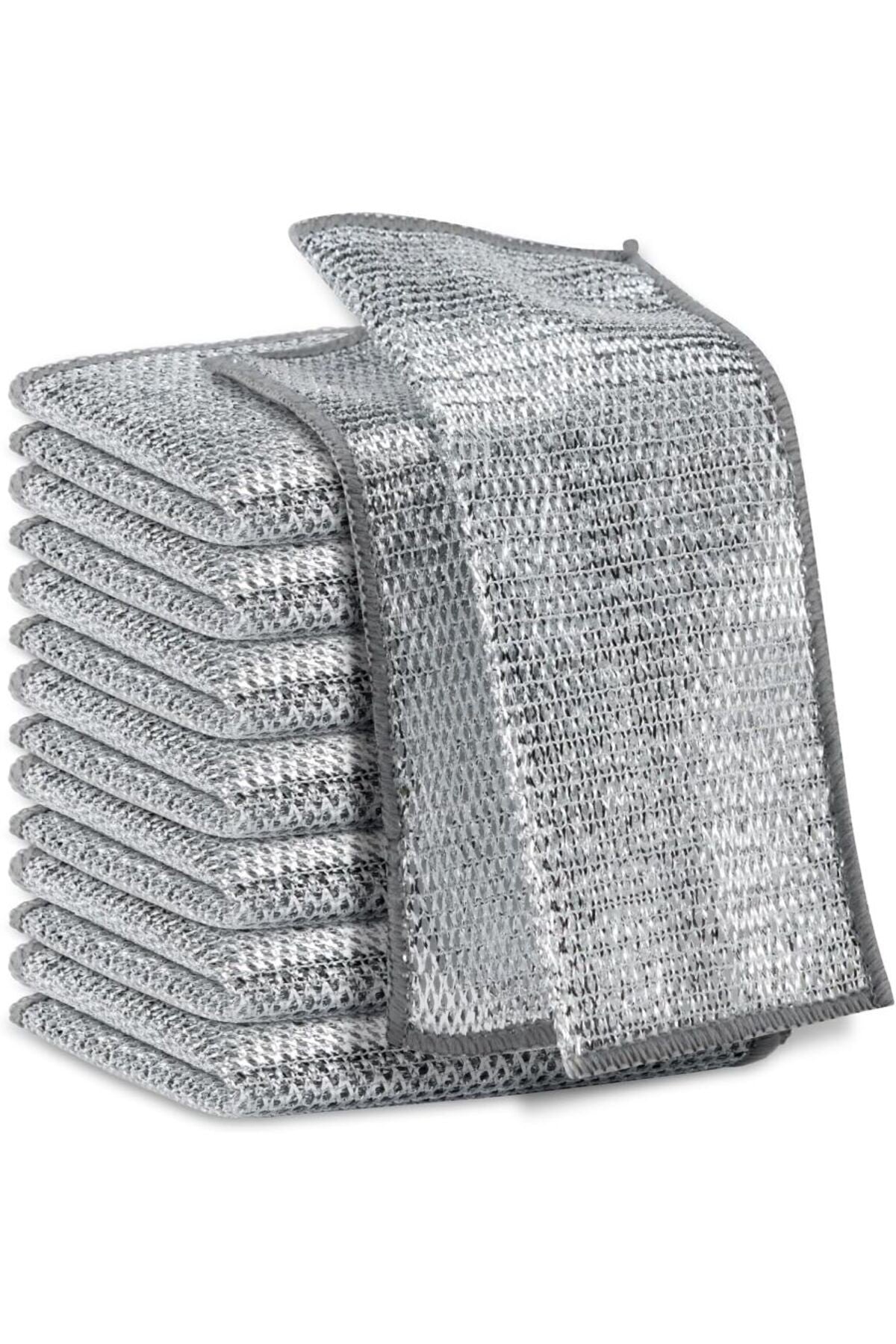 10 Adet Çok Amaçlı Mucize Mikrofiber Inox Bez Telli Bulaşık Bezi, Mutfak Banyo Bezi