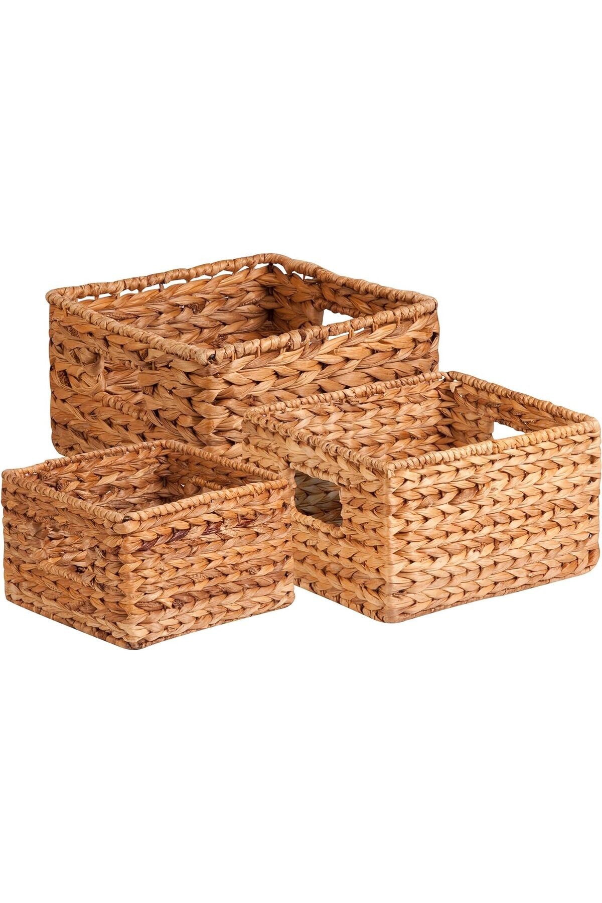 3 Adet Vietnam Dikdörtgen Hasır Kutu Sepet Dolap Düzenleyici ( 40*28*15cm/36*23*13 cm/30*19*10 cm)