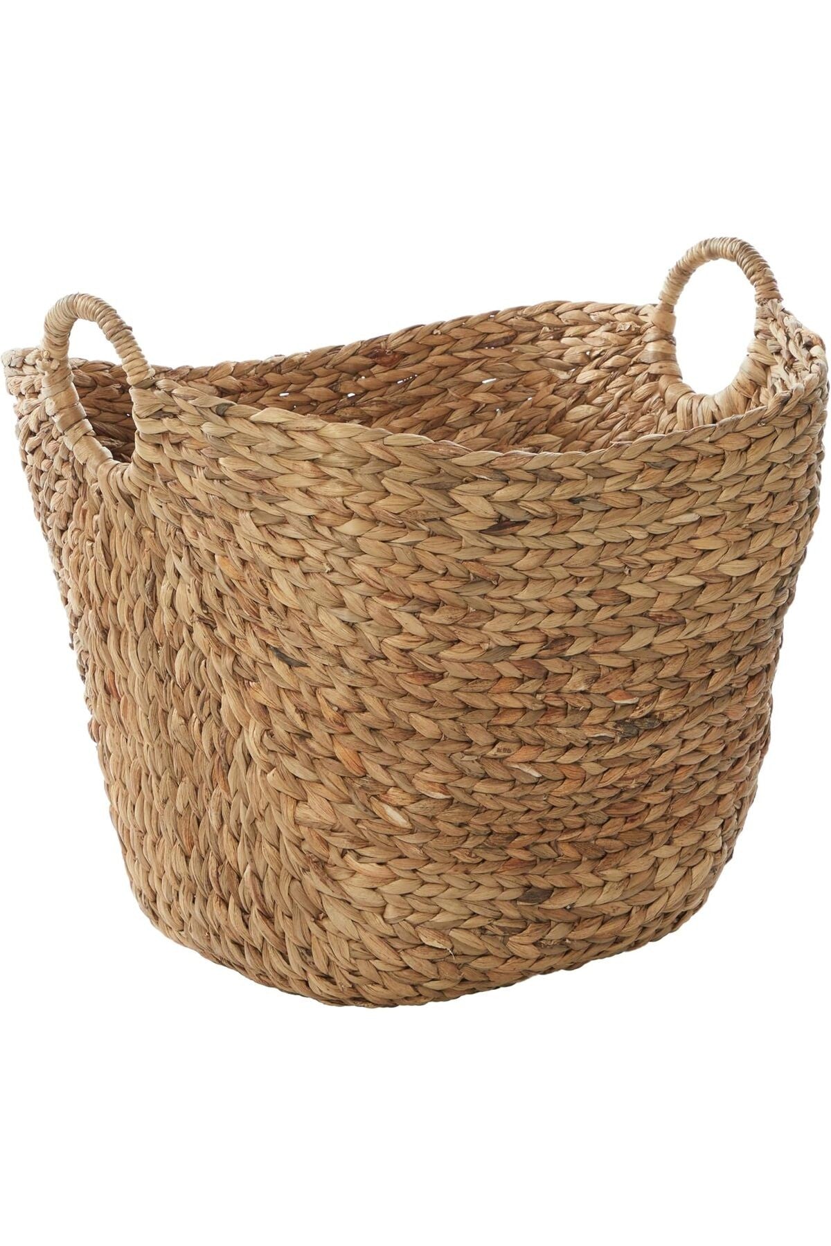 El Yapımı Halka Kulplu Büyük Dokuma Saklama Sepeti (53.5cm*43.5 cm.43.5 cm)