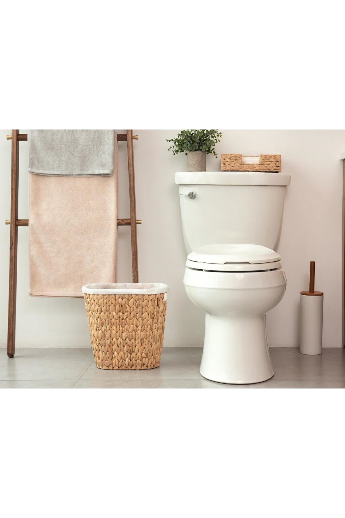 1 Adet Ankastre Kulplu Hasır Çöp Sepeti Yatak Odası,Dolap, Banyo Düzenleyici (33,5 cm*19cm*31.5 cm)
