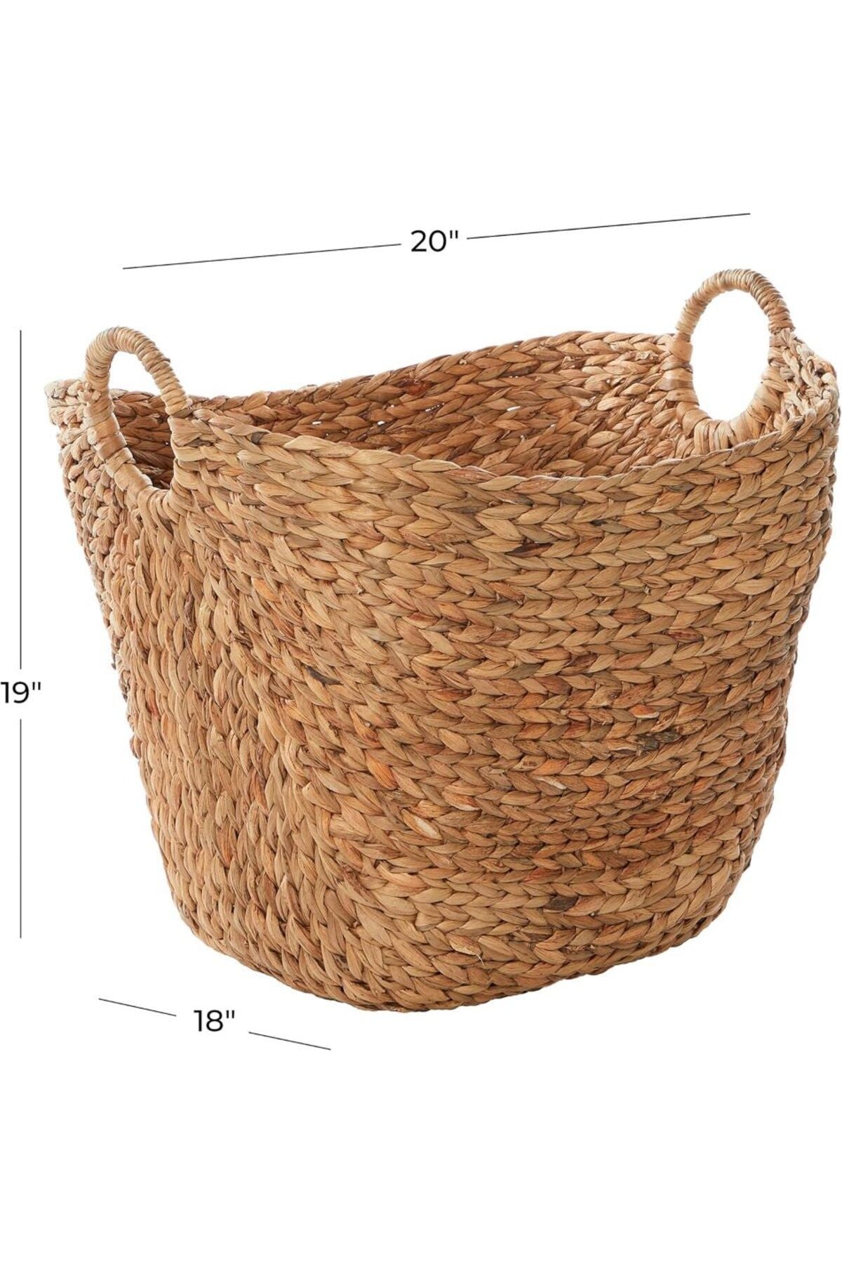 El Yapımı Halka Kulplu Büyük Dokuma Saklama Sepeti (53.5cm*43.5 cm.43.5 cm)