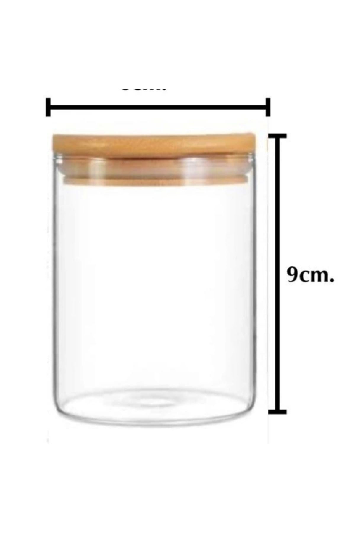 2 Adet Bambu Kapaklı Hava Geçirmez Kapaklı Borosilikat Isıya Dayanıklı Cam Kavanoz (250 ML)
