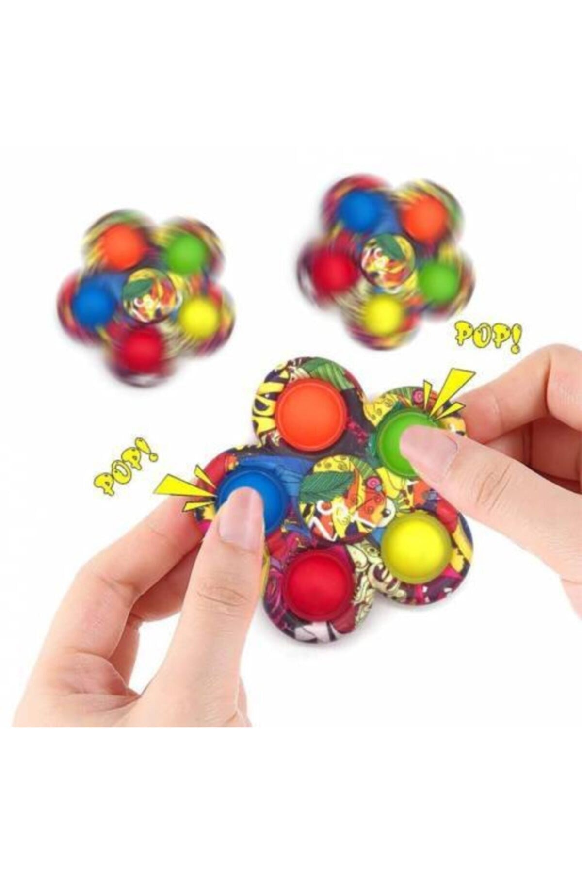 3'lü Pop It Push Bubble Stres Çarkı Duyusal Renkli Fidget Duyusal Oyuncak Renkli