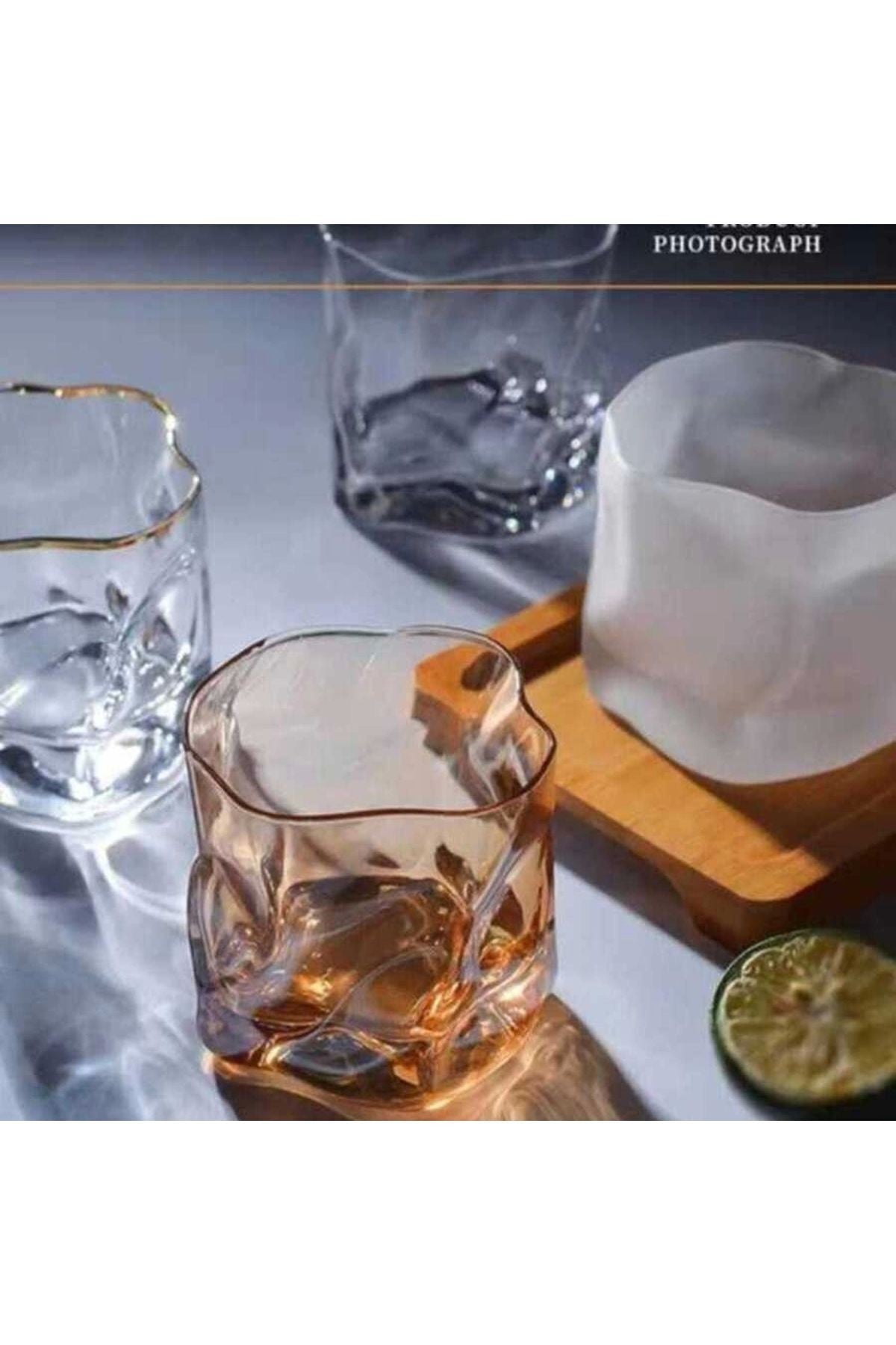 1 Adet 300 ml Halogramlı Bükülme Kehribar Iskandinav Tarzı Kola Kahve Sunum Bardak