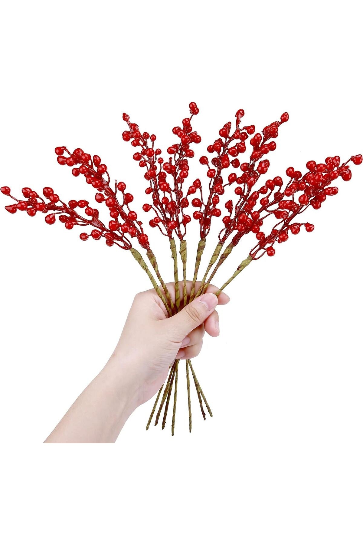 4 Adet El Yapımı Kokina Red Berry Yılbaşı Süs , Ev Parti Kış Noel Yılbaşı Süsü