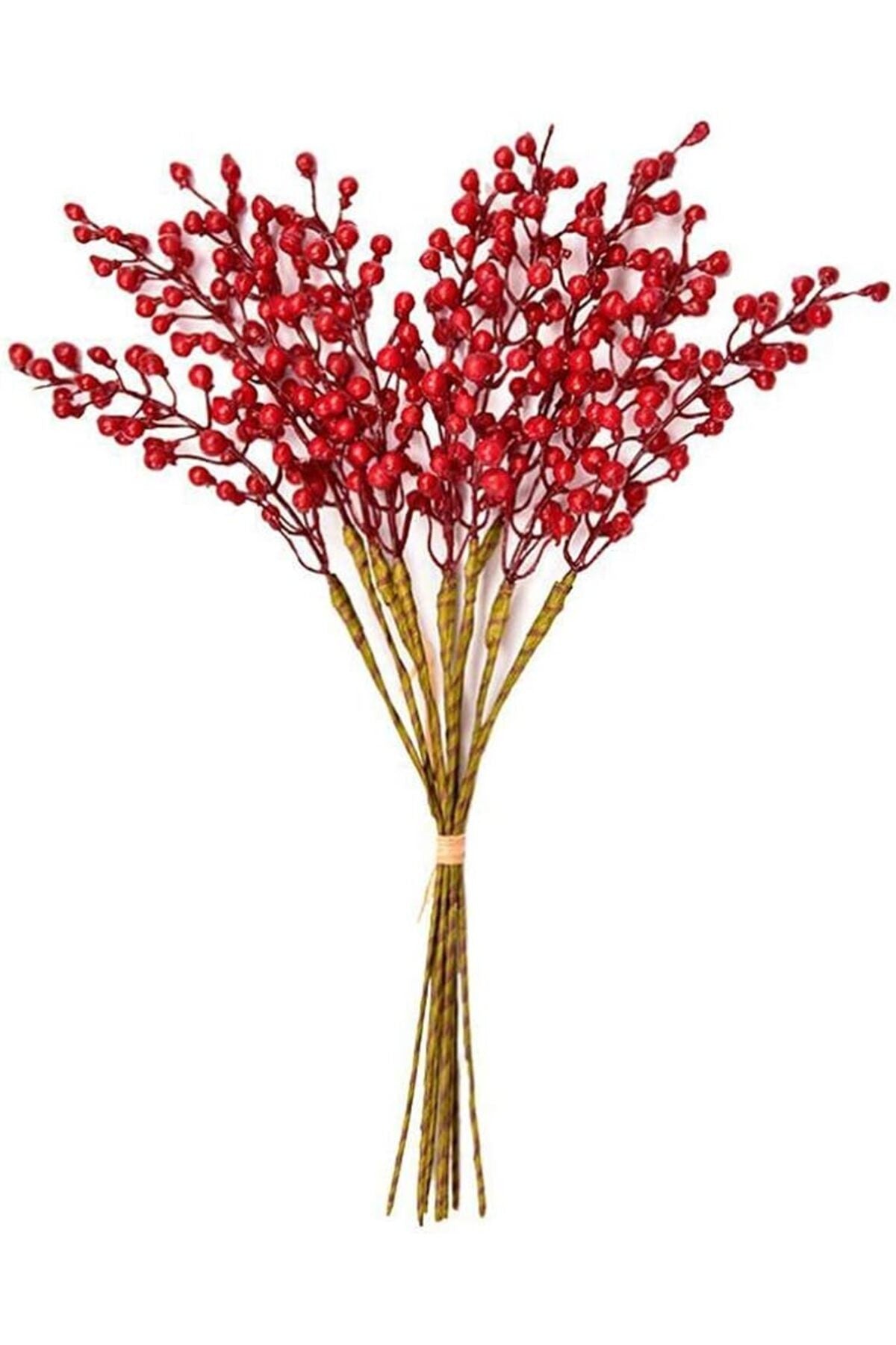10 adet El Yapımı Kokina Red Berry Yılbaşı Süs , Ev Parti Kış Noel Yılbaşı Süsü