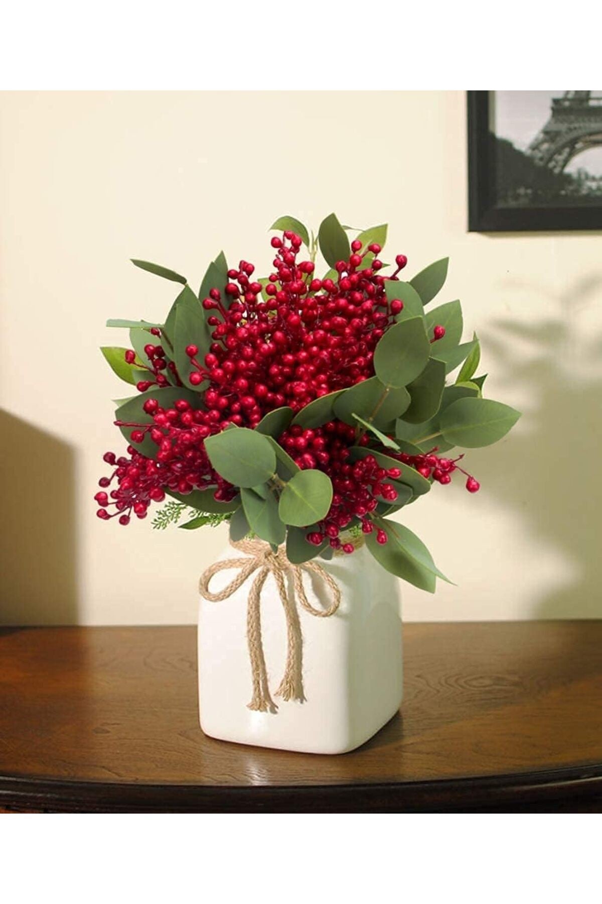 10 adet El Yapımı Kokina Red Berry Yılbaşı Süs , Ev Parti Kış Noel Yılbaşı Süsü