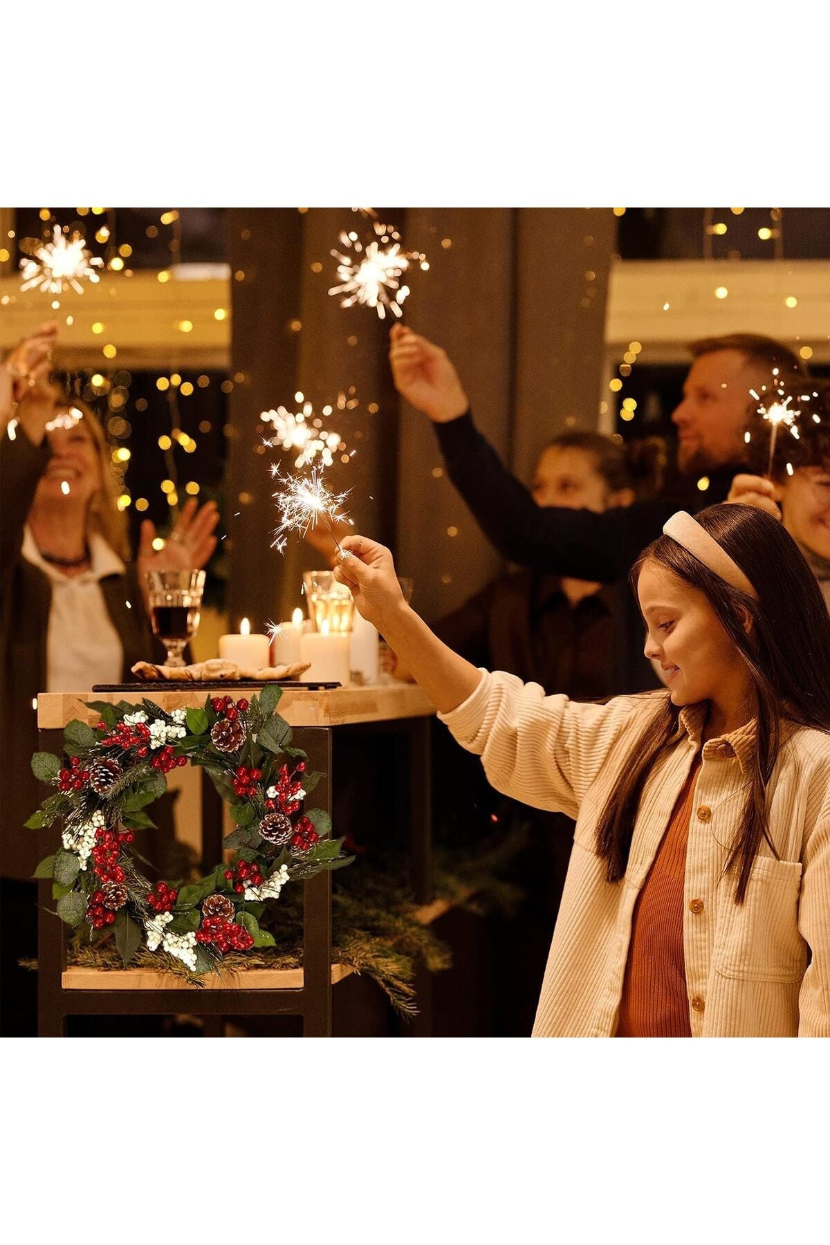 1adet 30 Cm El Yapımı Kokina Red Berry Yılbaşı Süs , Ev Parti Kış Noel Yılbaşı Süsü