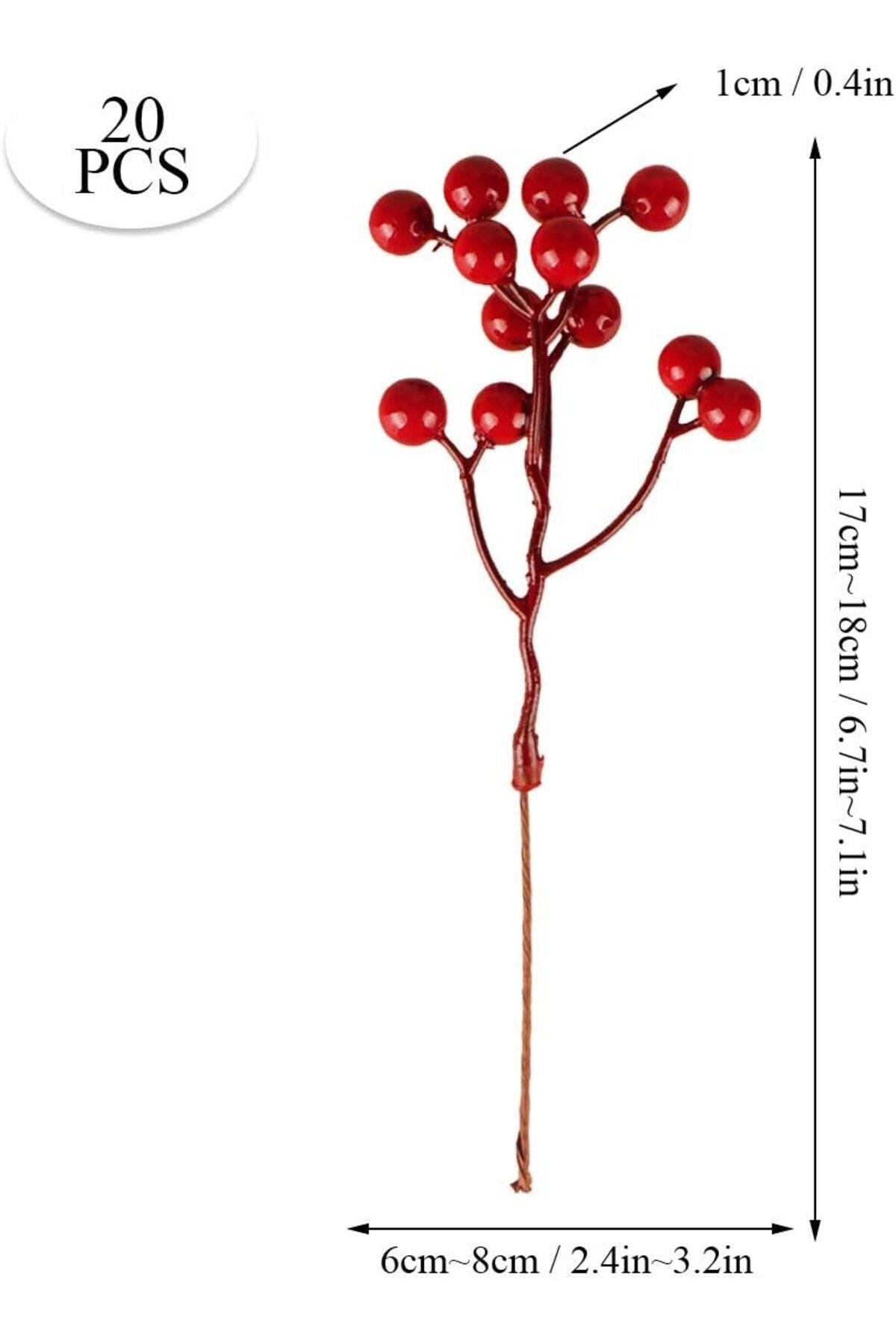 2 Adet 18 cm Kokina Red Berry Yılbaşı Süsü Yılbaşı Uğuru T-105