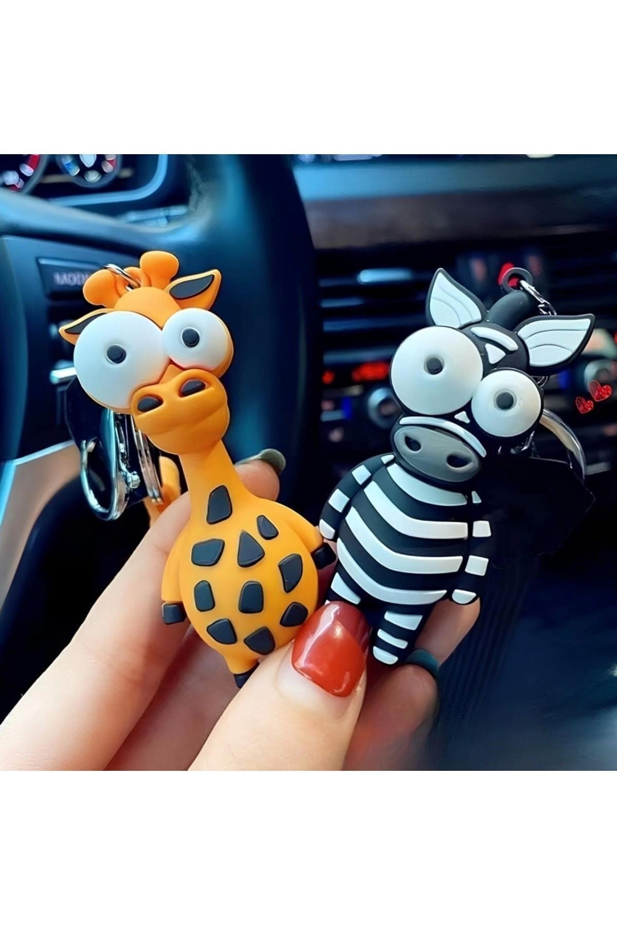 2 Adet Patlak Göz Karikatür Silikon Anahtarlık Sırt Çantası Kolye Araba Çanta Için