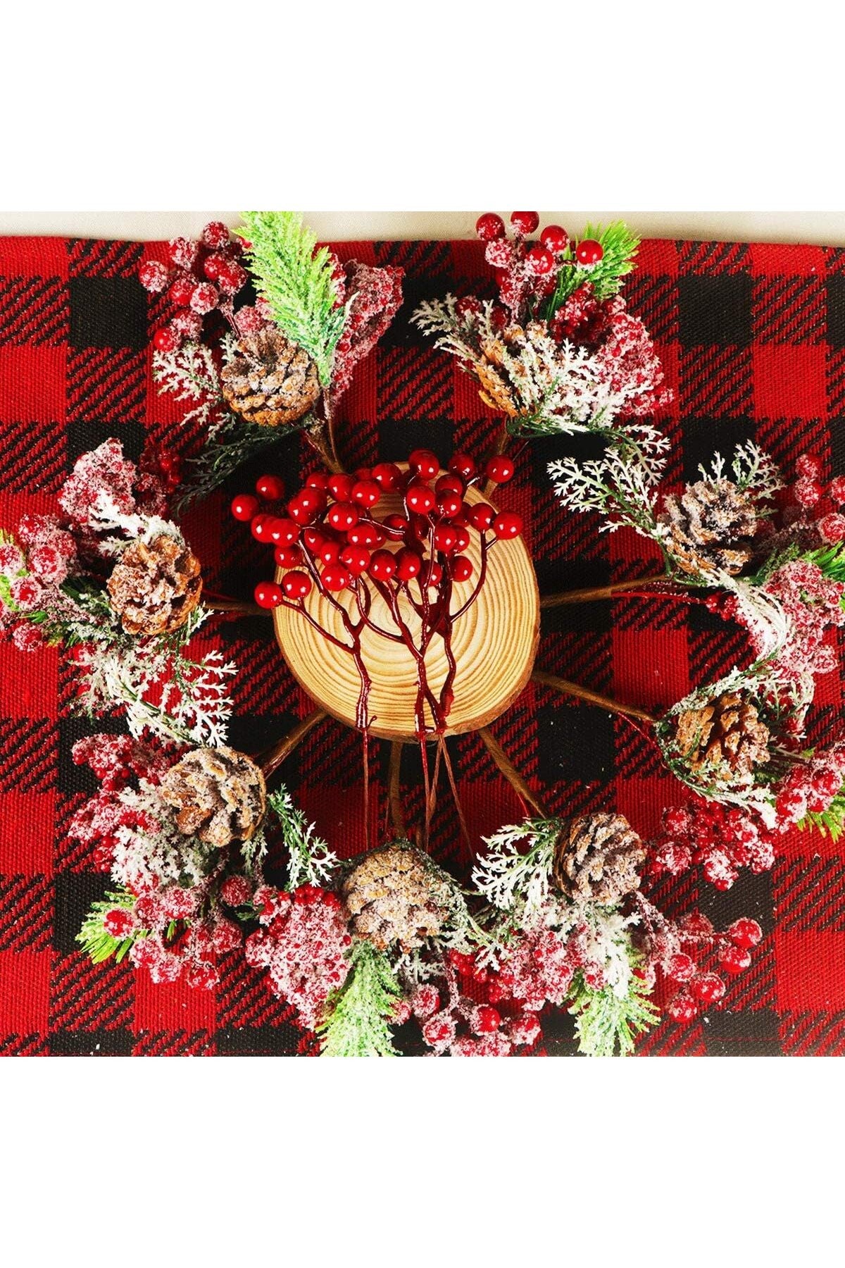 2 Adet 18 cm Kokina Red Berry Yılbaşı Süsü Yılbaşı Uğuru T-105
