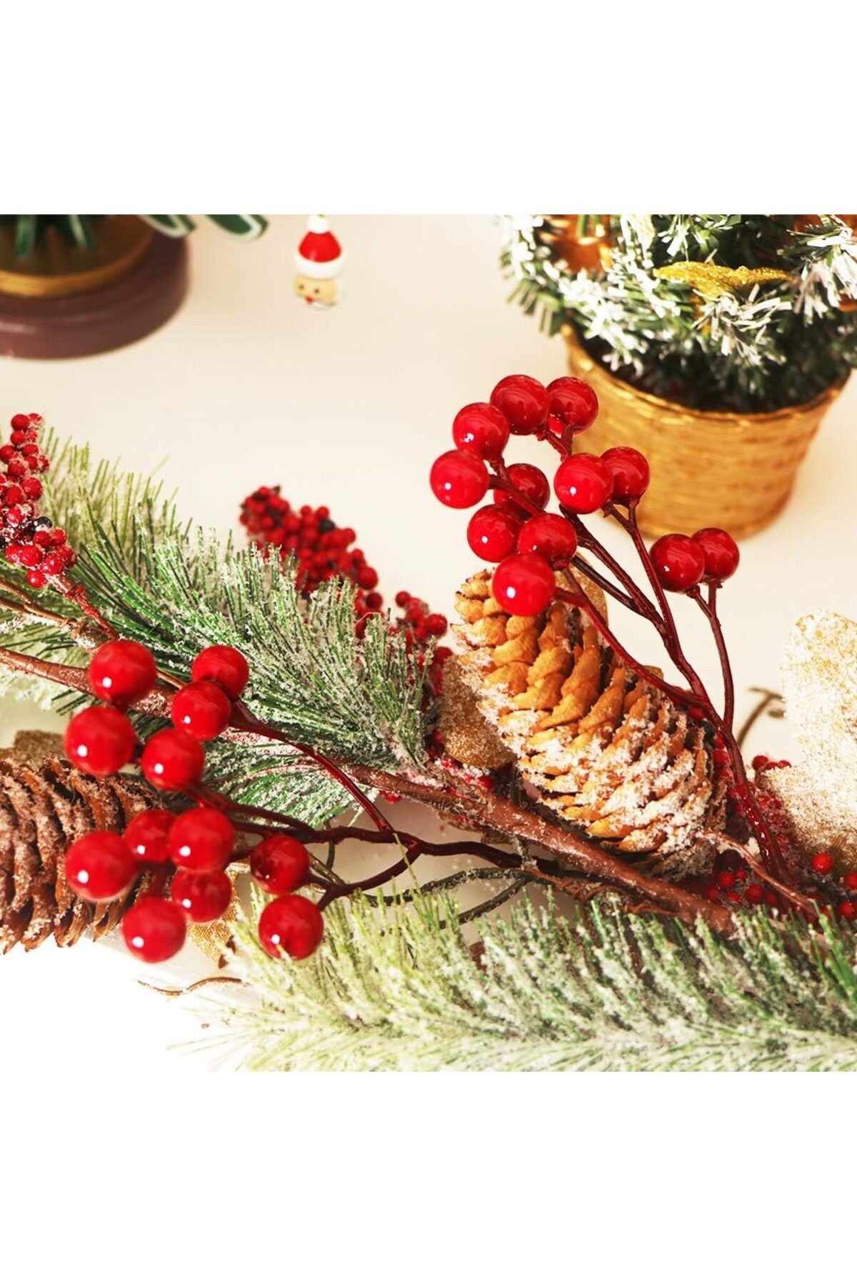 2 Adet 18 cm Kokina Red Berry Yılbaşı Süsü Yılbaşı Uğuru T-105