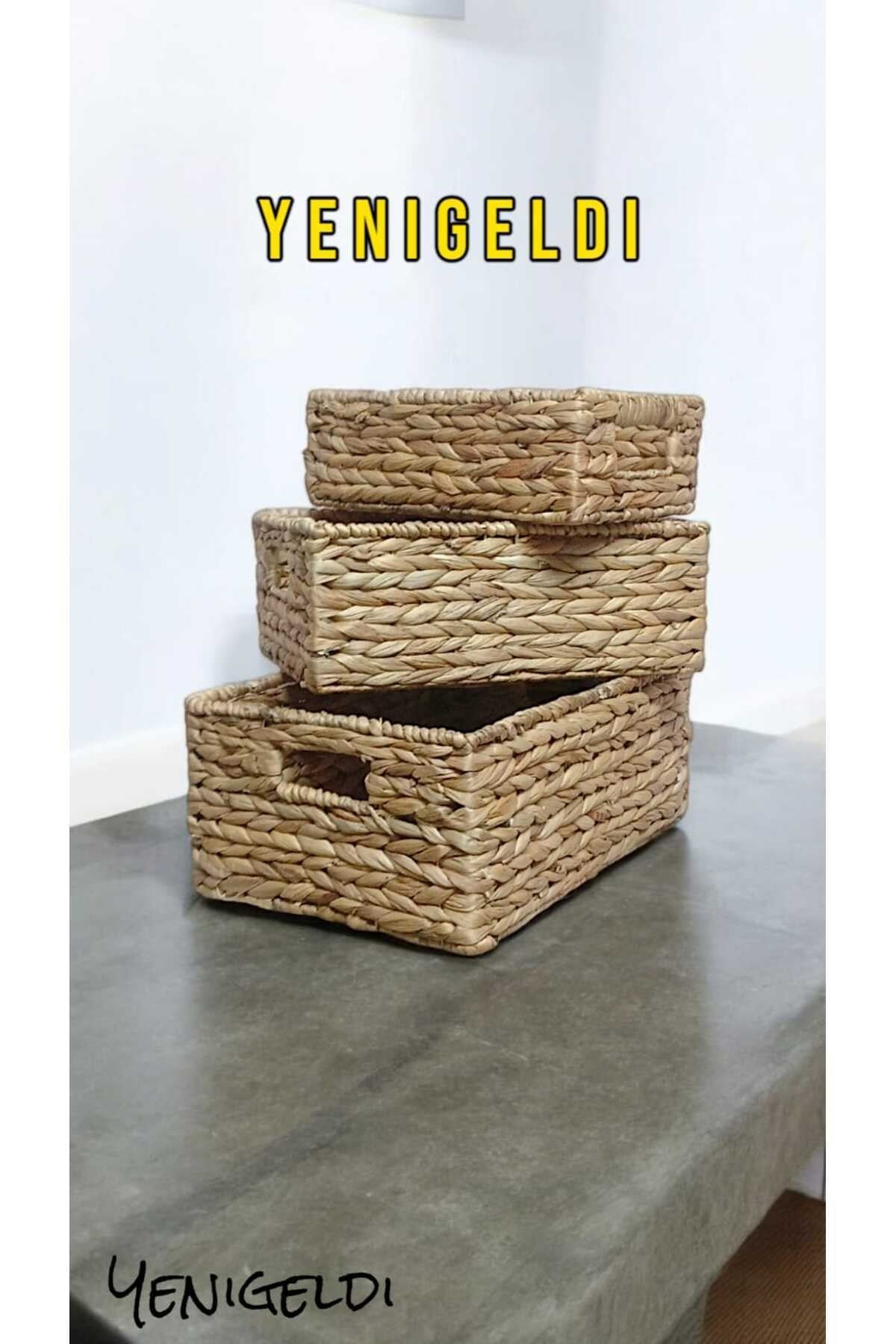 3lü Doğal Hasır Sepet Yen2400383