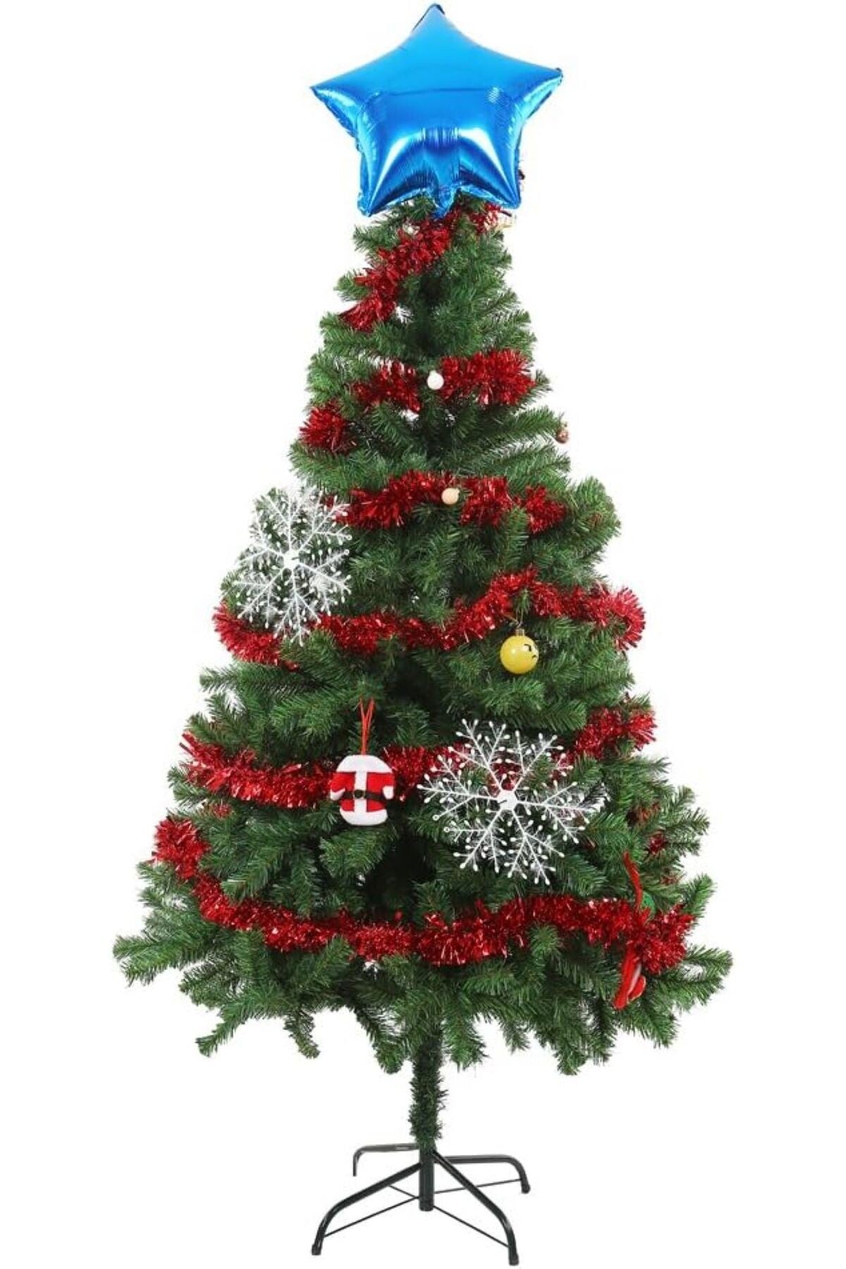 1 Adet 1.7 Metre Kırmızı Kalın Yılbaşı Püskül Süsü Tinsel Garland ,Süs t77