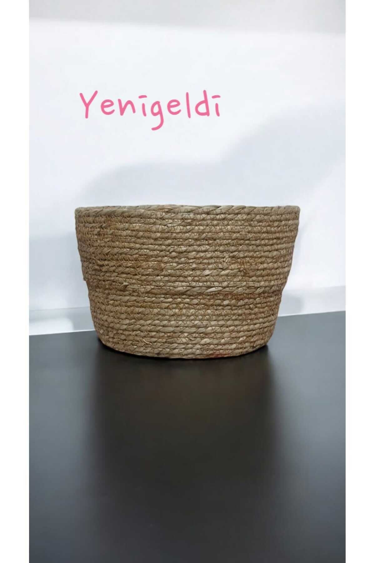 1 Adet Yuvarlak Hasır Saklama Sepeti Sapsız yen240039k