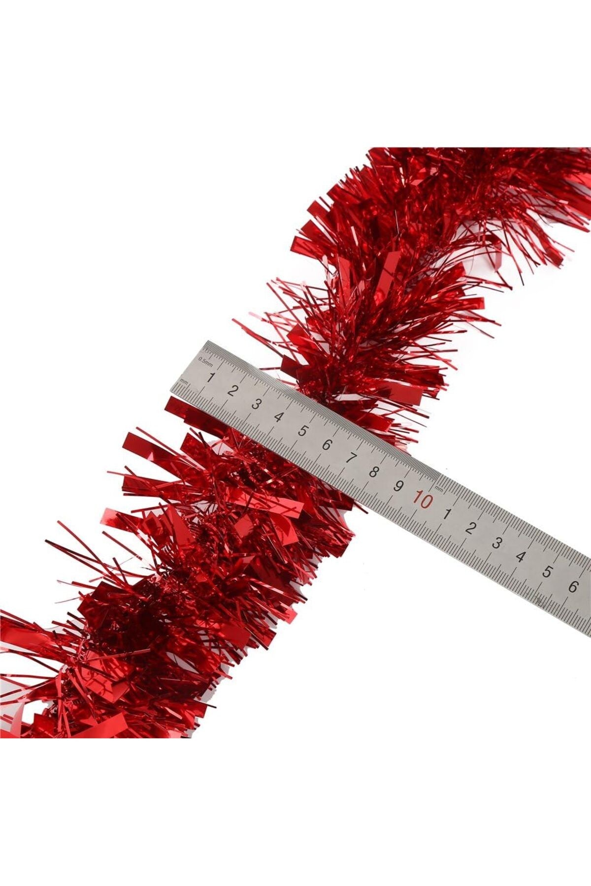 1 Adet 1.7 Metre Kırmızı Kalın Yılbaşı Püskül Süsü Tinsel Garland ,Süs t77