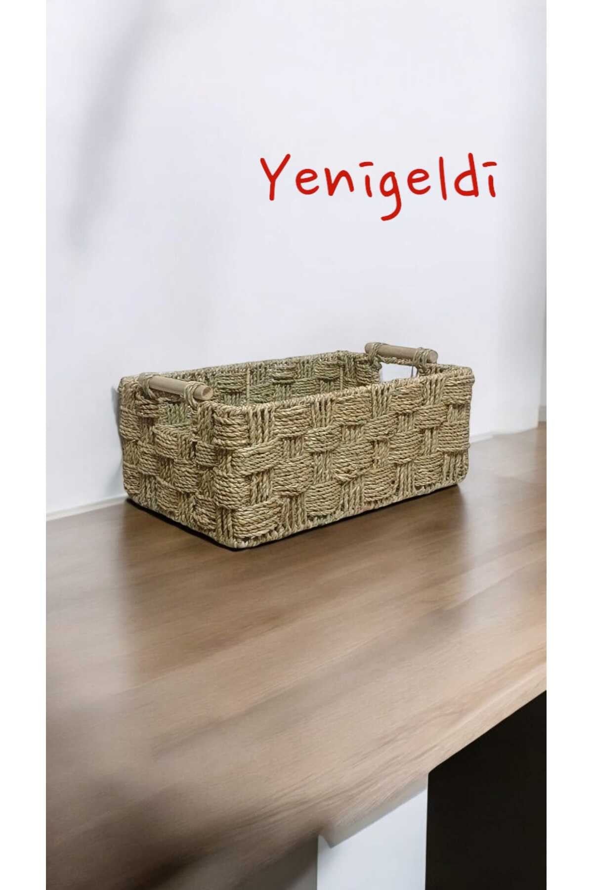 1 Adet Hasır Saklama Sepeti Saplı İç İçe Düzenleyici yen240021or