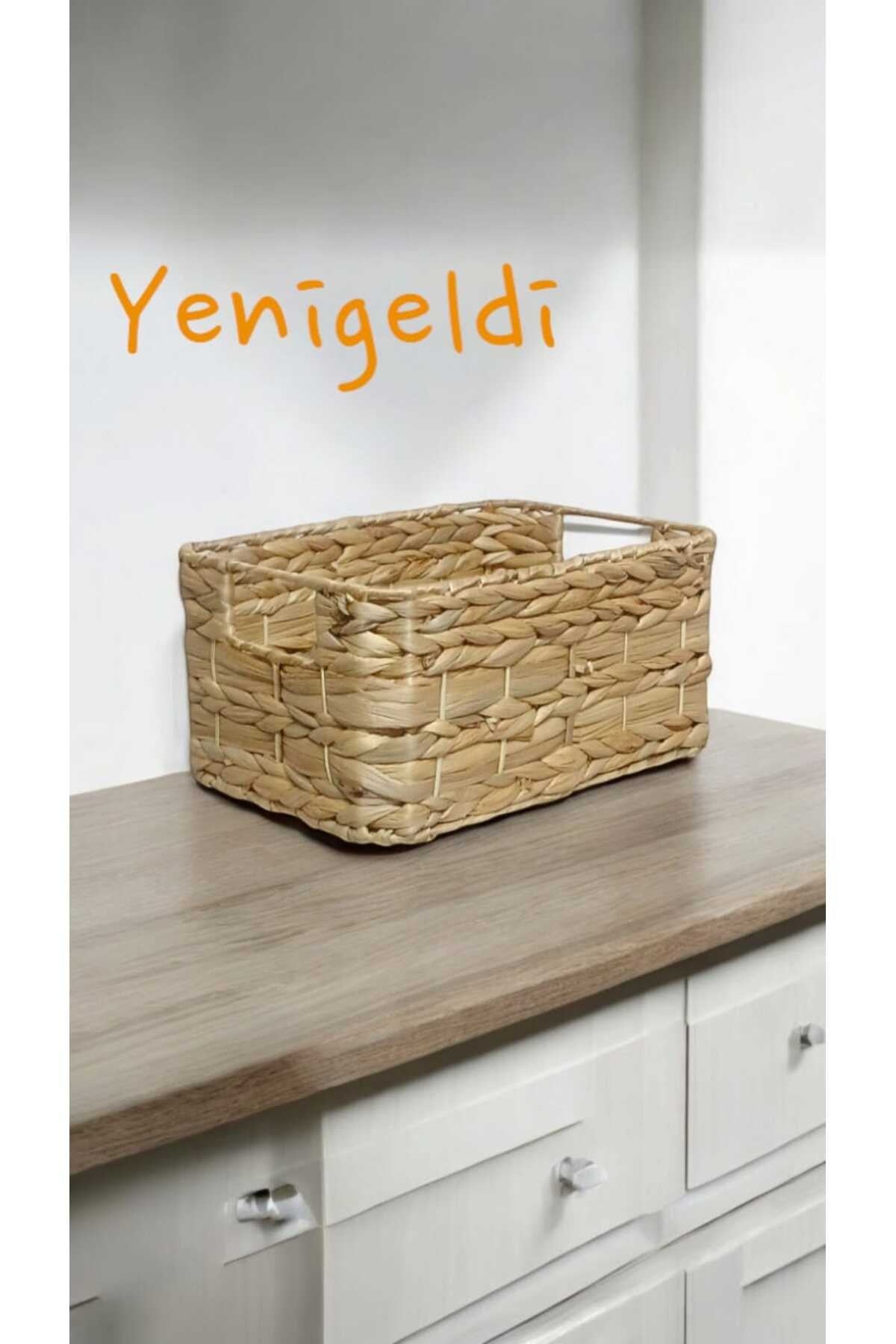1 Adet Saplı Sepet Seti, Dikdörtgen Doğal Saklama Kutuları yen240017k