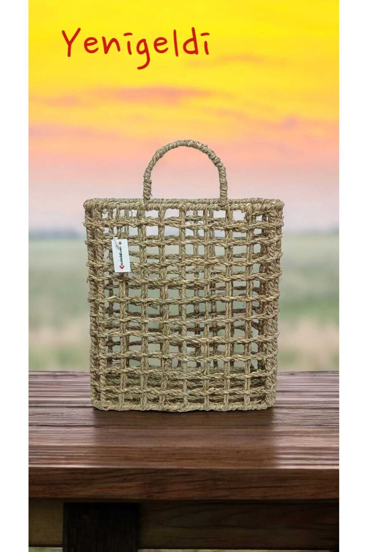 (Y:27*G:12*U:24 CM) 1 Adet Duvara Asmalı Hasır Sepeti Yen2400061