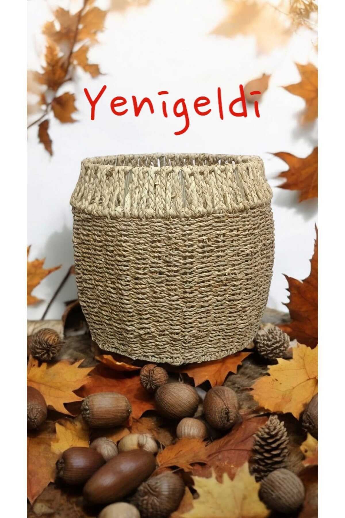1 Adet Yuvarlak Hasır Sepeti ( Yüksekliği 31 Cm Genişliği 33 Cm Taban 30 Cm ) Üstü Beyaz Yen240031or