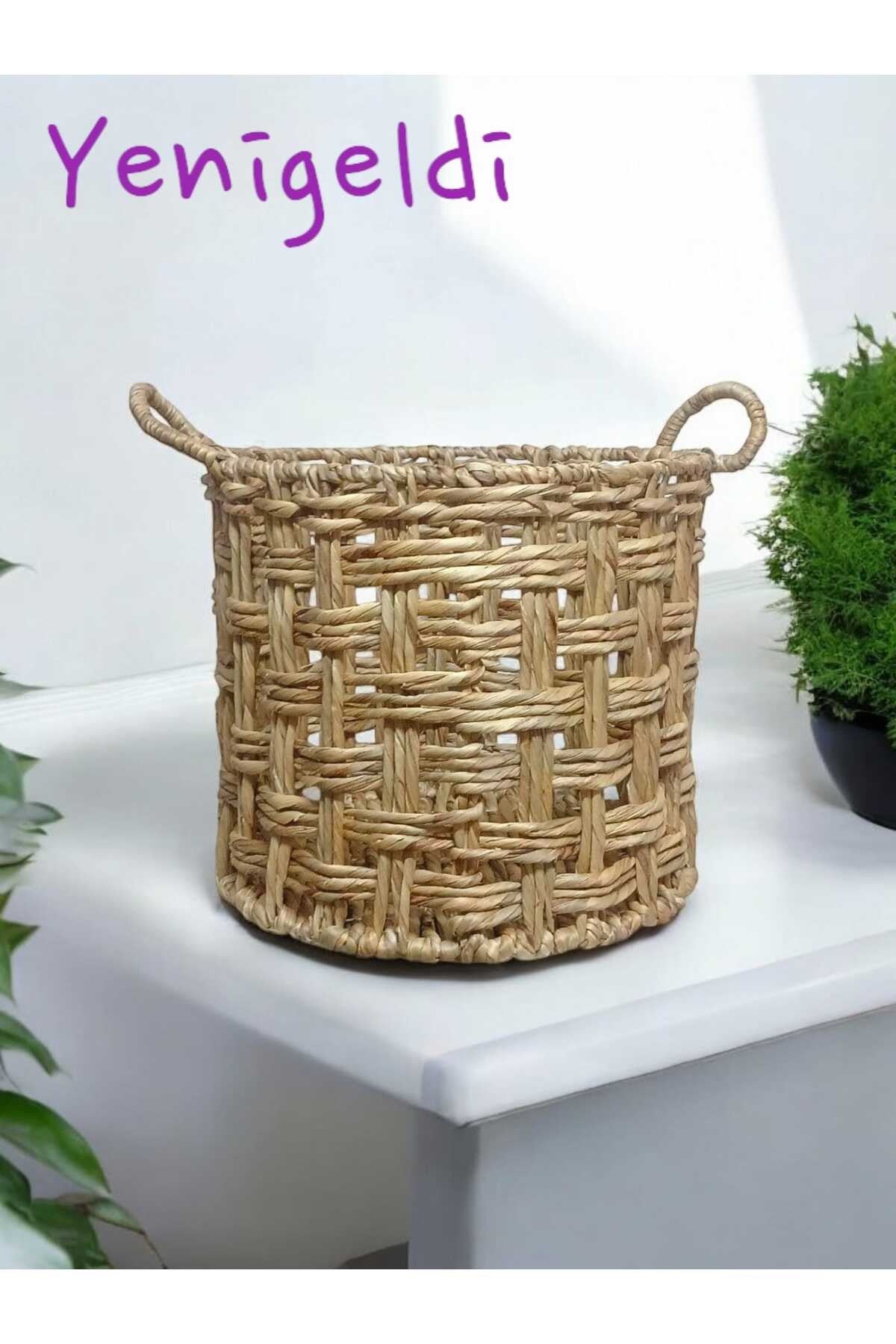 (YÜKSEKLİĞİ:35CM*GENİŞLİĞİ:40CM)1 Adet Doğal Dekoratif Saklayıcı Hasır Sepeti Yen240022b