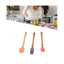 3 Adet 21 cm Pastel Renk Bambu Saplı Mini Silikon Pişirme Seti, ( Kaşık,Fırça,Spatula)