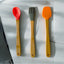 3 Adet 21 cm Pastel Renk Bambu Saplı Mini Silikon Pişirme Seti, ( Kaşık,Fırça,Spatula)