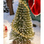 3 Adet 10 Cm Kar Efektli Küçük Yılbaşı Ağacı - Altın Top Süslemeli Dekoratif Çam Ağacıt T-333