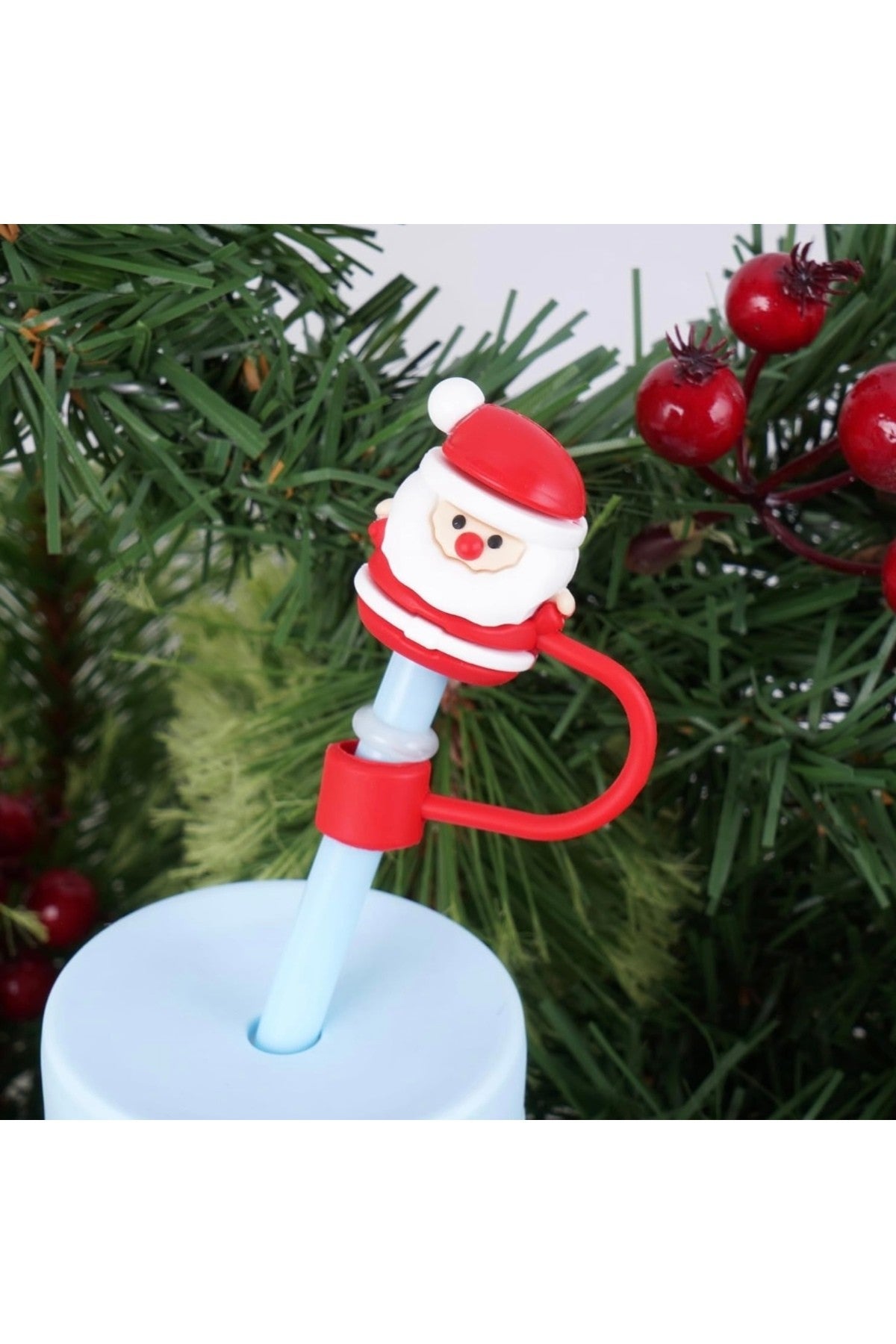 4 Adet Yılbaşı Pipet Kapak Kapağı 10mm Yılbaşı Tumbler Kapak Toz Geçirmez
