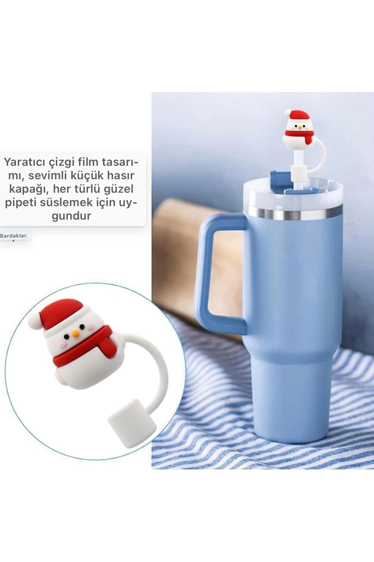 8 Adet Stnly Quencher Yılbaşı Pipet Kapağı Yılbaşı Süsü