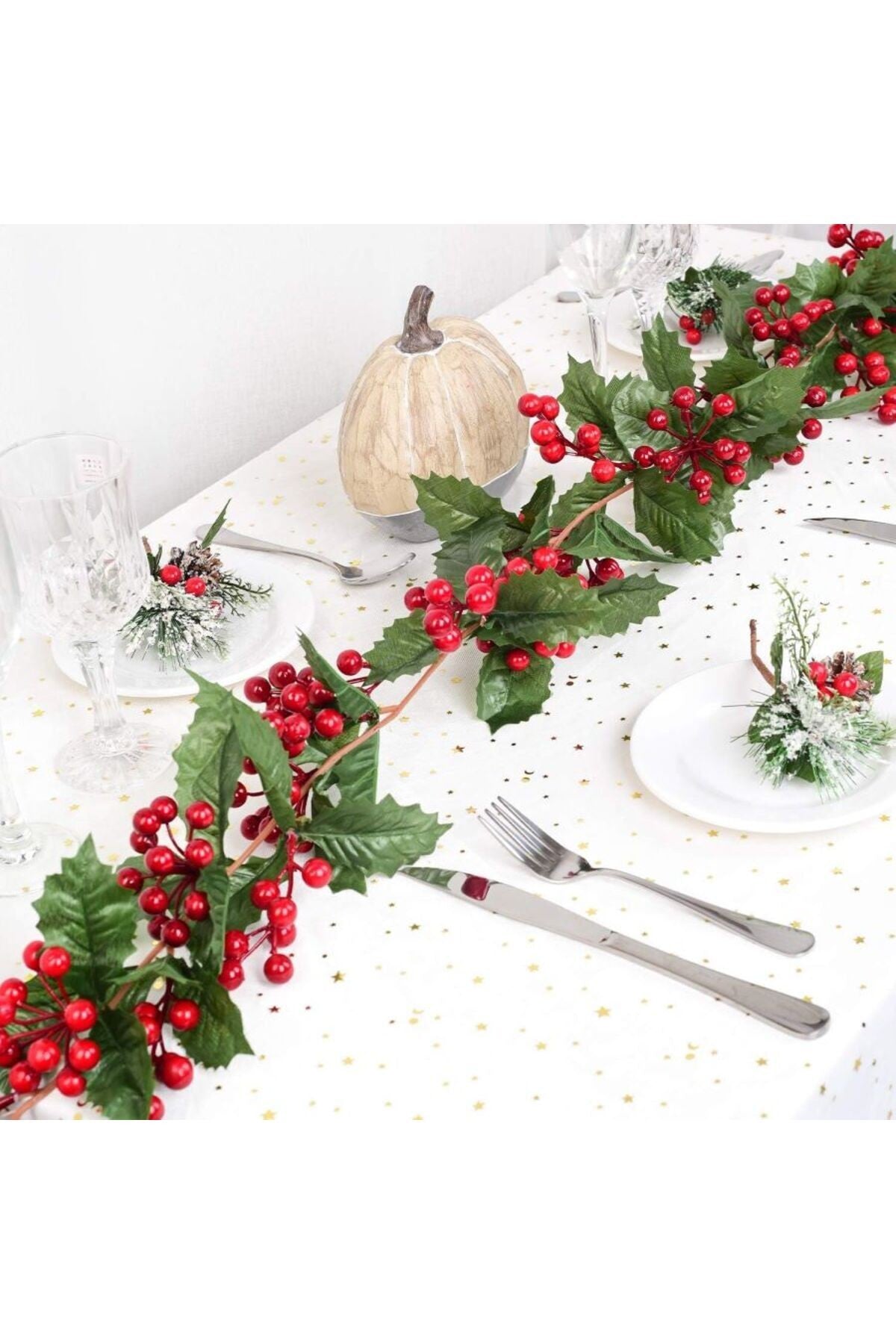 1 Adet Kokina Red Berry Yılbaşı Çelenk, Ev Şömine Parti Kış Noel Yılbaşı Süsü