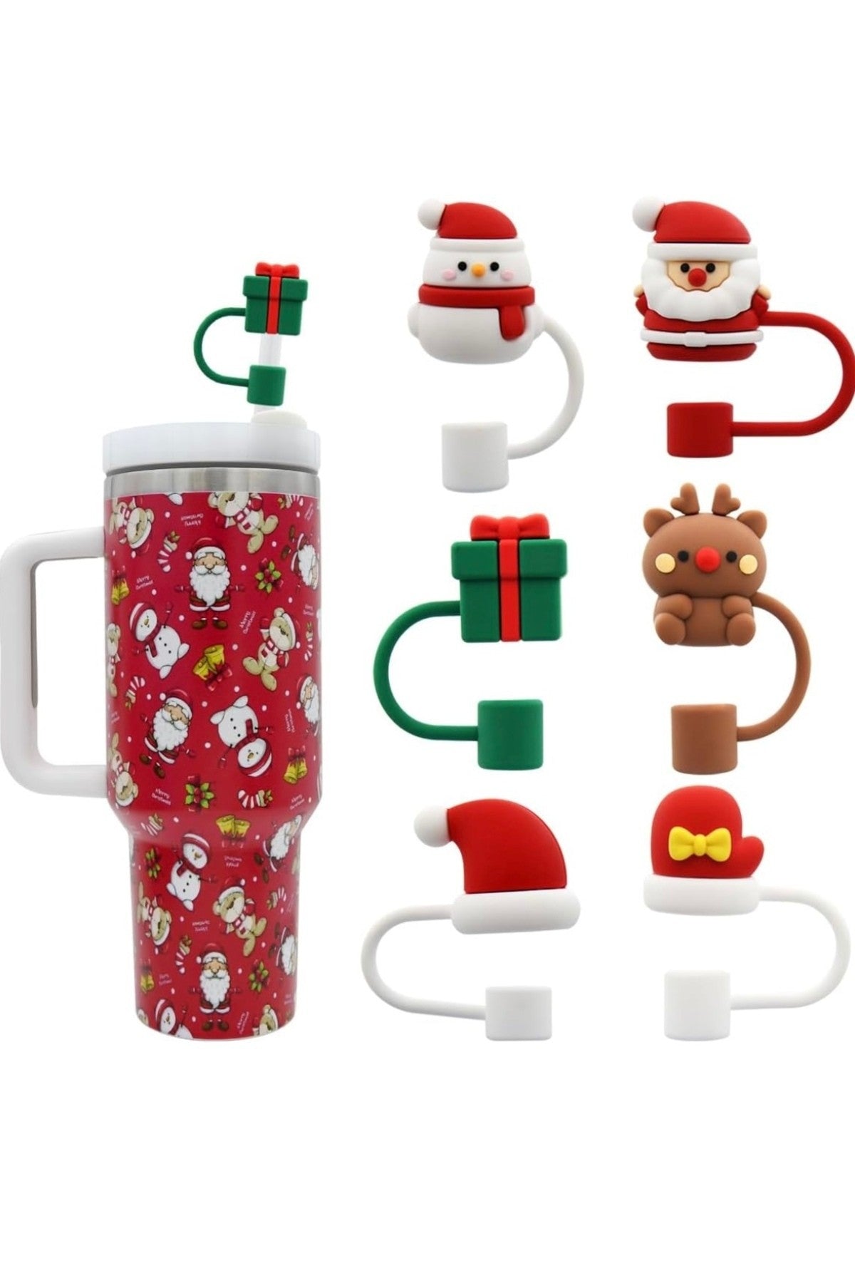 4 Adet Stnly Quencher Yılbaşı Pipet Kapağı Yılbaşı Süsü