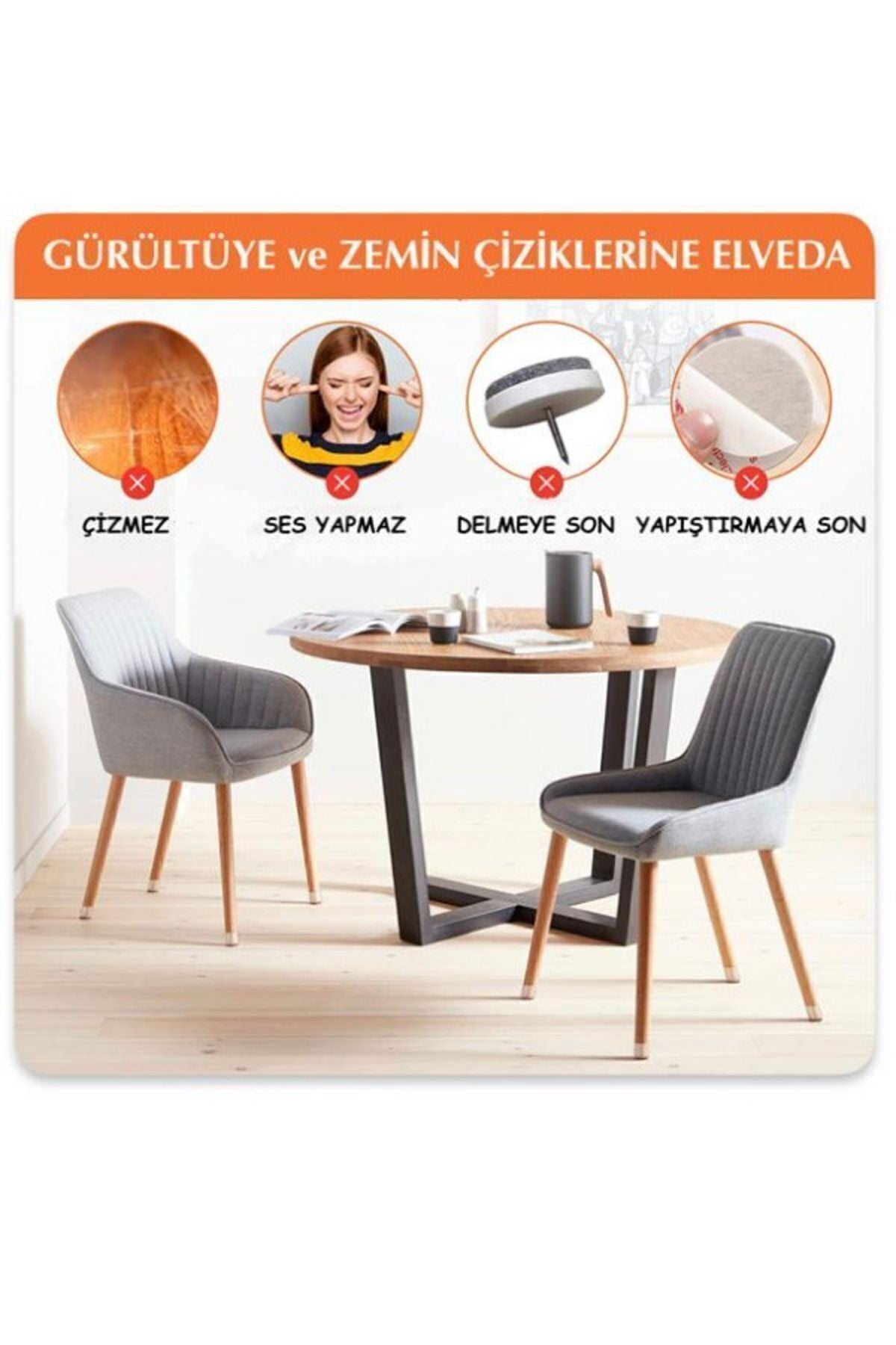 4 Adet (2,5 CM VEYA 2.9 CM) Keçeli Silikon Masa Sandalye Koruyucu Masa Koltuk Sandalye Kaydırmaz