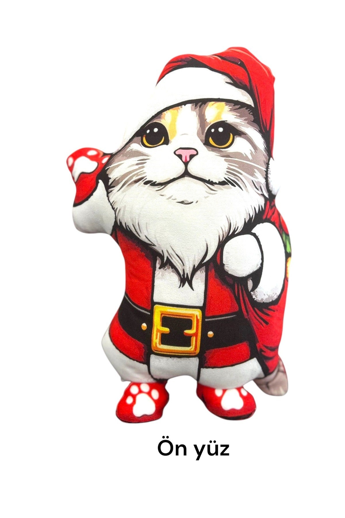 1 Adet 40 cm Noel Baba Kedi Yılbaşı Yastık Yılbaşı Süsü