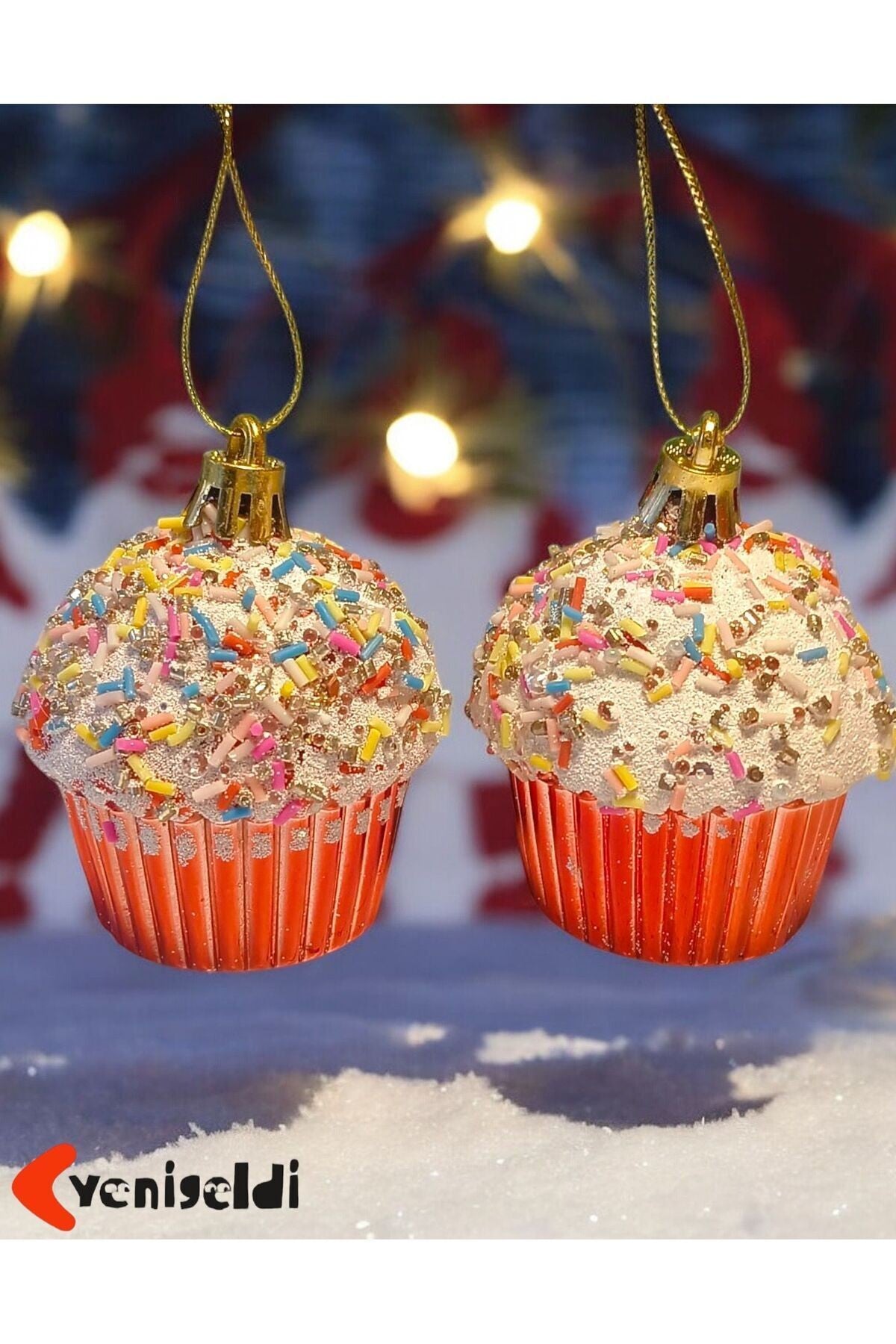 Kırmızı 6 Cm Cupcake Parti Süslemeleri , Yılbaşı Ağacı Cupcake Yeni Yıl Doğum Günü Partisi Süsü T-74