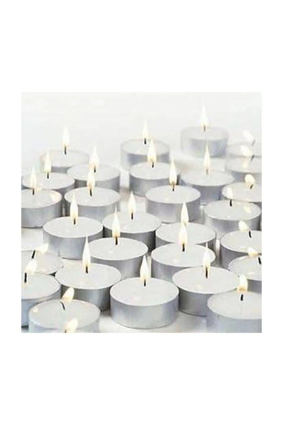 50 Li 4 Saat Yanan Tealight Mum Beyaz-Kırmızı Tea Light 50 Adet