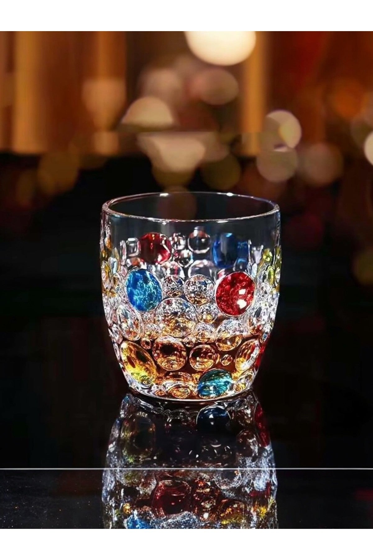 2 Adet (Y22)Renkli Vintage Premium Viski Bardağı , Burbon Kokteyl Bardak