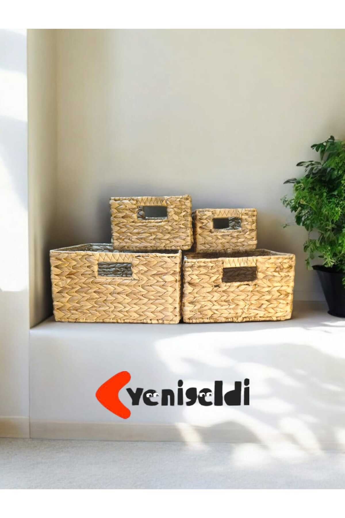 4 ADET Hasır Saklama Sepeti, Düzenleme için Saklama Sepetleri yen2400274