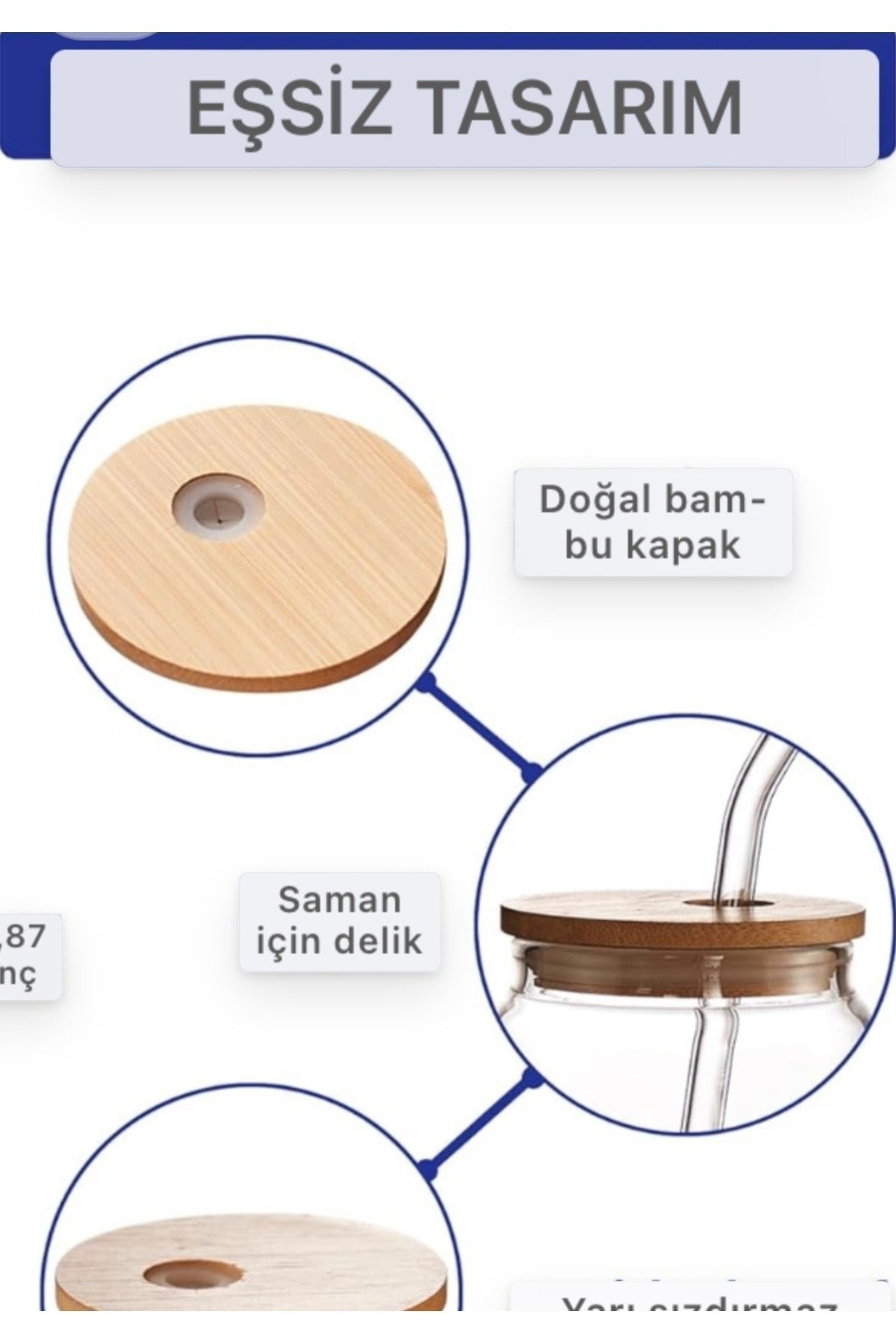 1 Adet (9MM) Cam Pipetli Siboplu Ahşap Kapaklı Bardak Kahve Süt Meyve Suyu Için Fırçalı