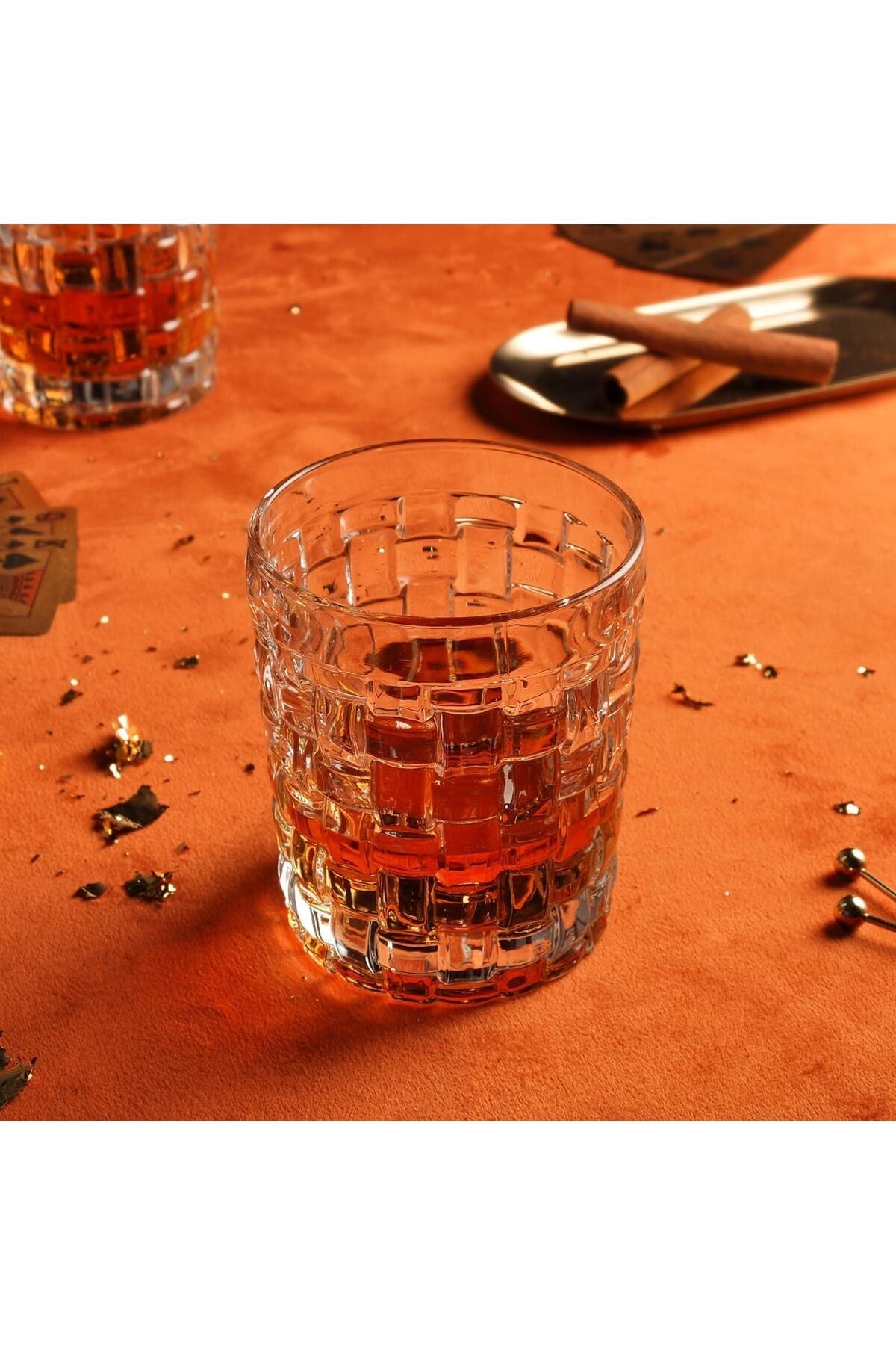 2 Adet Cam El Yapımı Hasır Örgü Viski, Şarap, Kokteyl, Bourbon, Sunum Bardağı